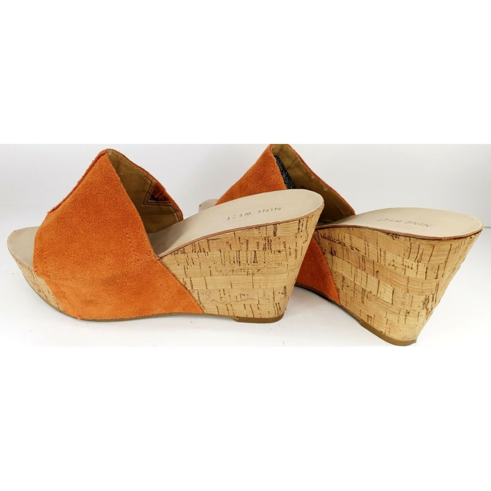 Nine West Nine West Ersiliao Women's Sandals Suede Wedge Mules Orange 9.5M Size US 10 / IT 40 - 4 Thumbnail