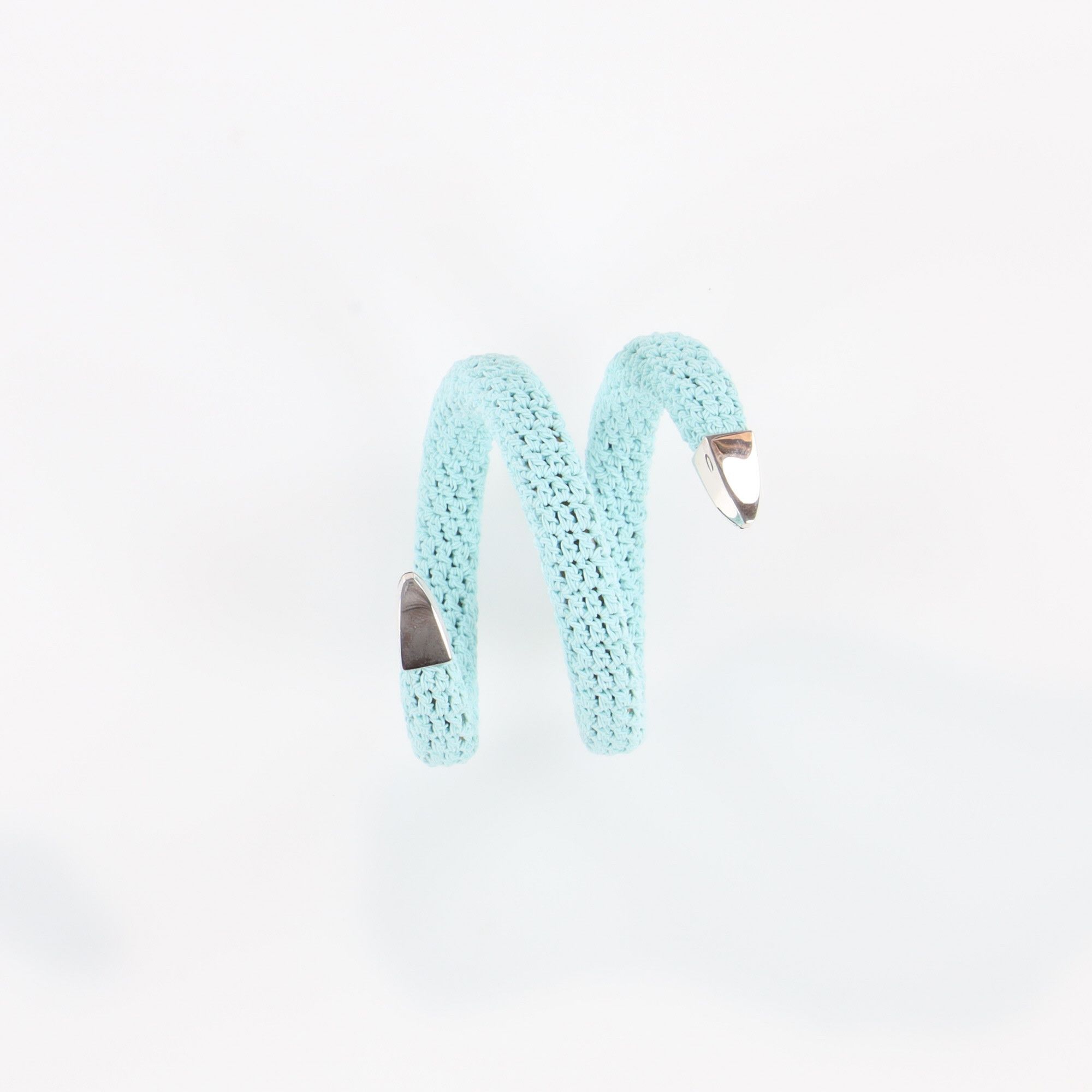 Bottega Veneta Blue Crochet Spiral Cuff Bracelet Size ONE SIZE - 1 Thumbnail