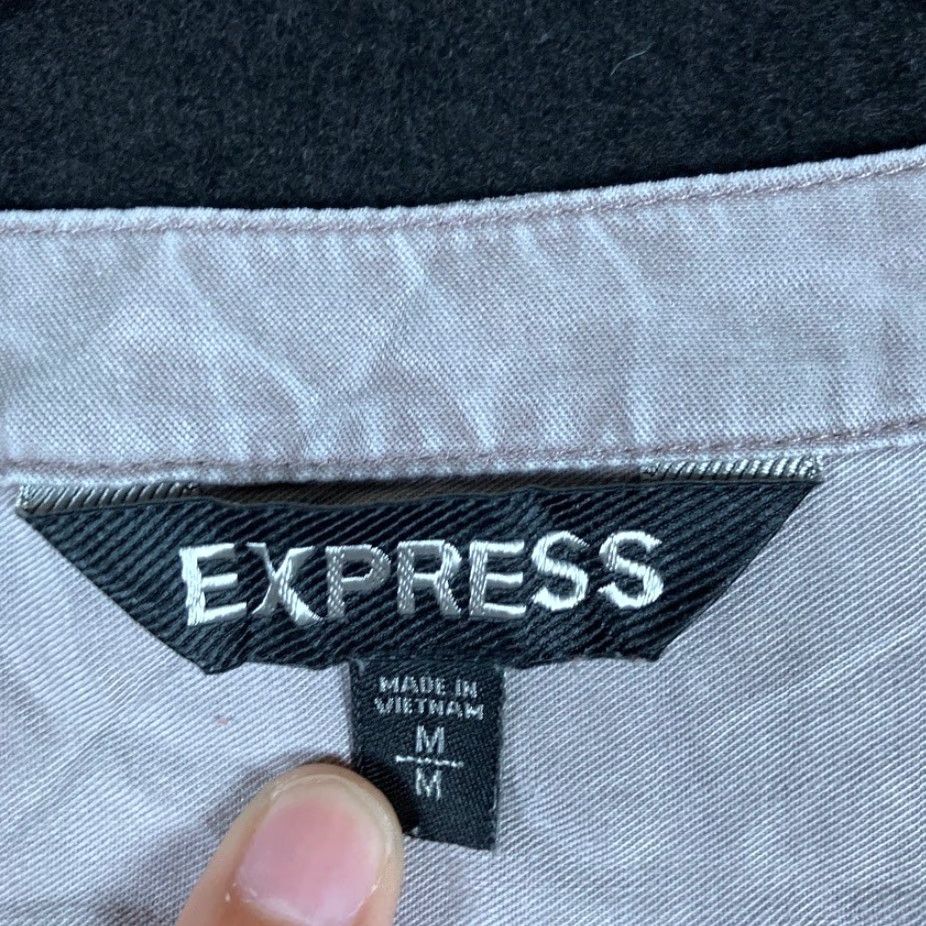 Express Express Shirt Womens Gray Long Sleeve V Neck Tie Up 100% Lyocell M Size M / US 6-8 / IT 42-44 - 6 Thumbnail