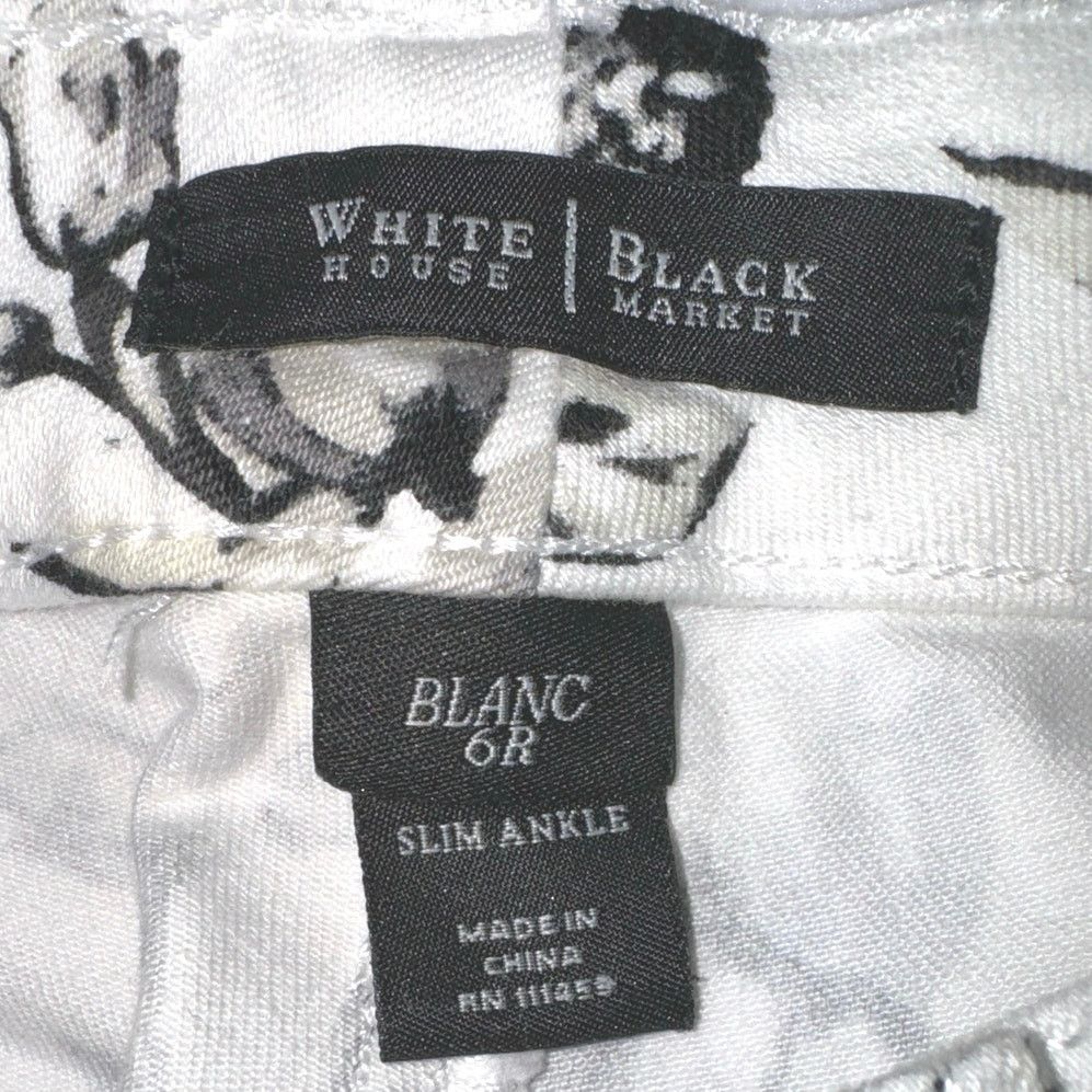 White House Black Market White & Black Floral Slim Ankle Denim White House Womens 6R Size 28" / US 6 / IT 42 - 4 Thumbnail