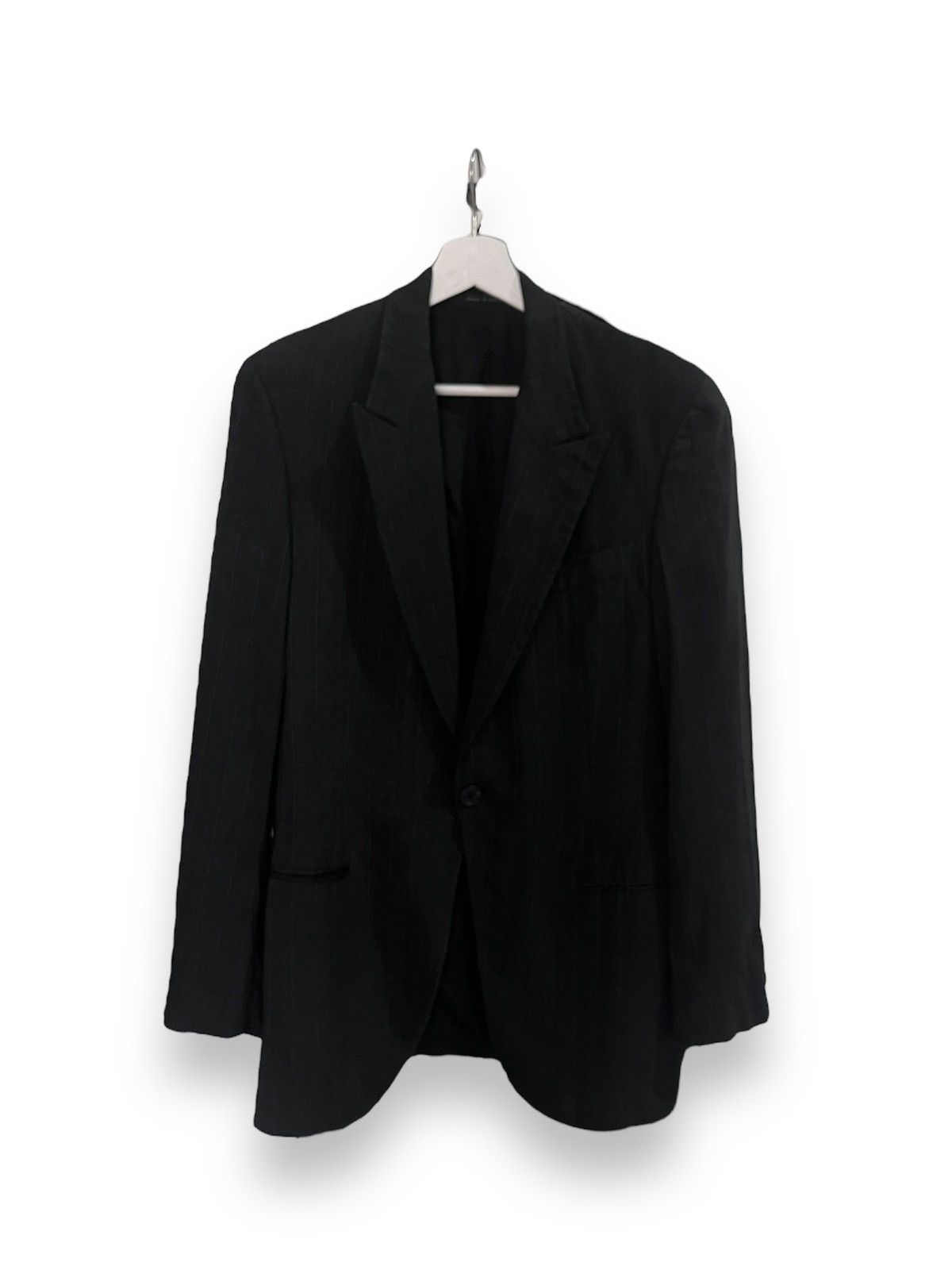Emporio Armani Vintage Rare 1973 Emporio Armani Stripe Black Men Blazer Size 46S - 1 Thumbnail