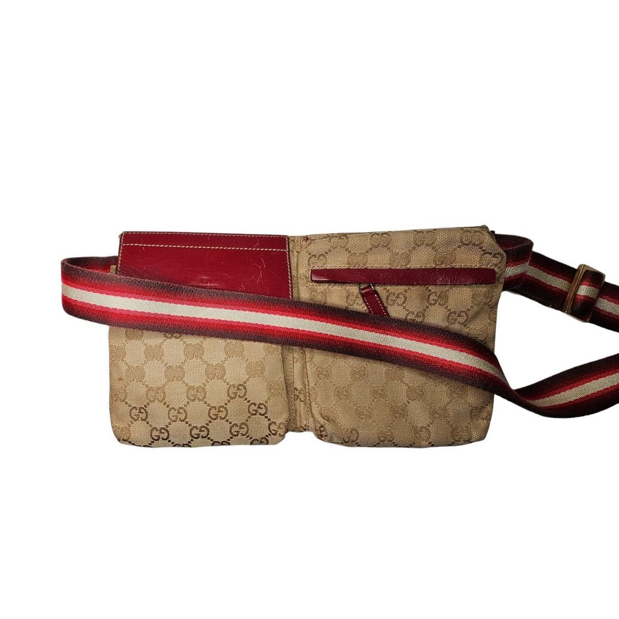 Gucci Gucci Pre-Owned GG Canvas & Leather Double Pocket Belt Bag Size ONE SIZE - 13 Thumbnail