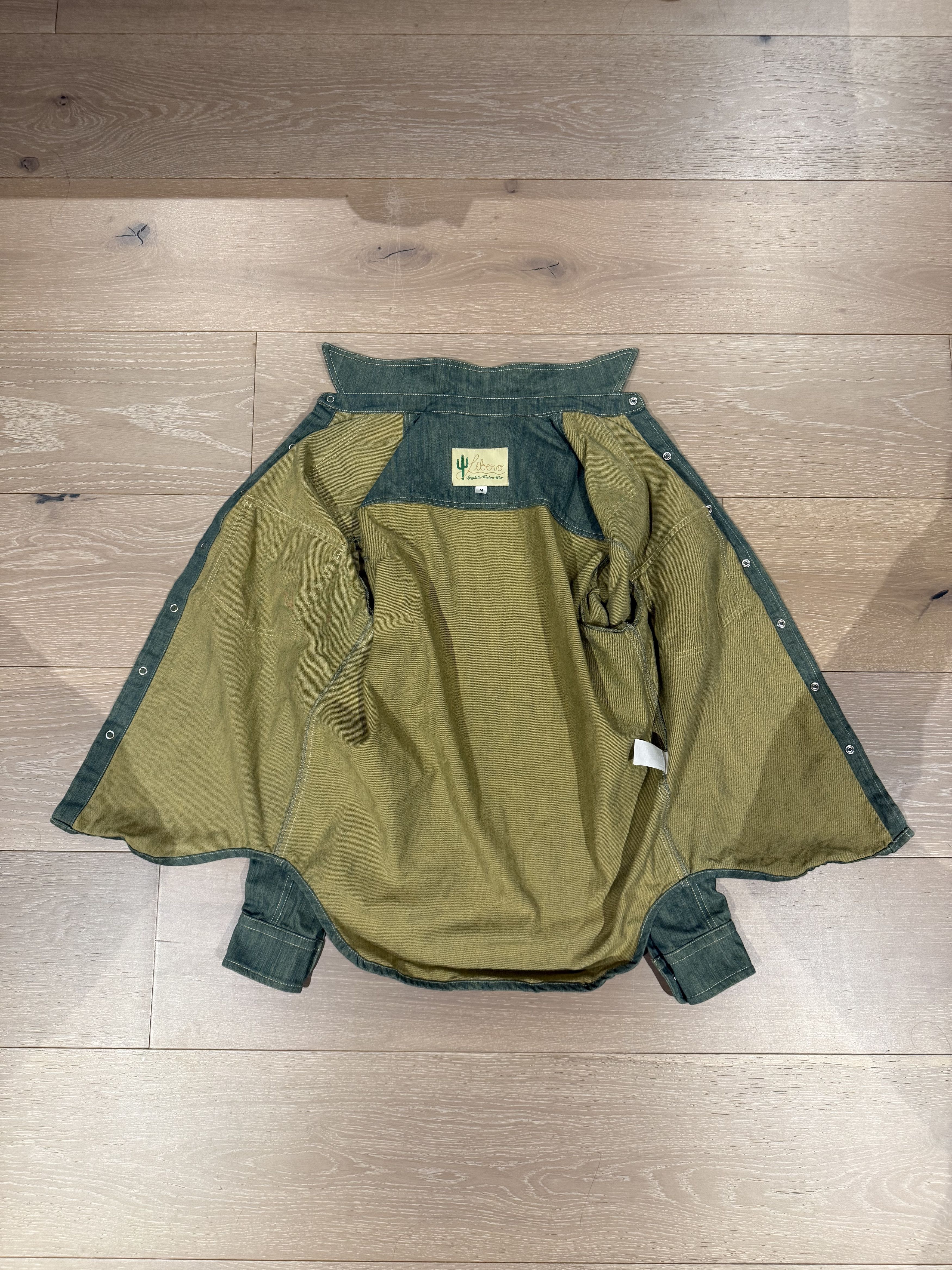 Libero 💚 Libero Spaghetti Western Button Up Shirt Green Denim NEW Size US M / EU 48-50 / 2 - 6 Thumbnail