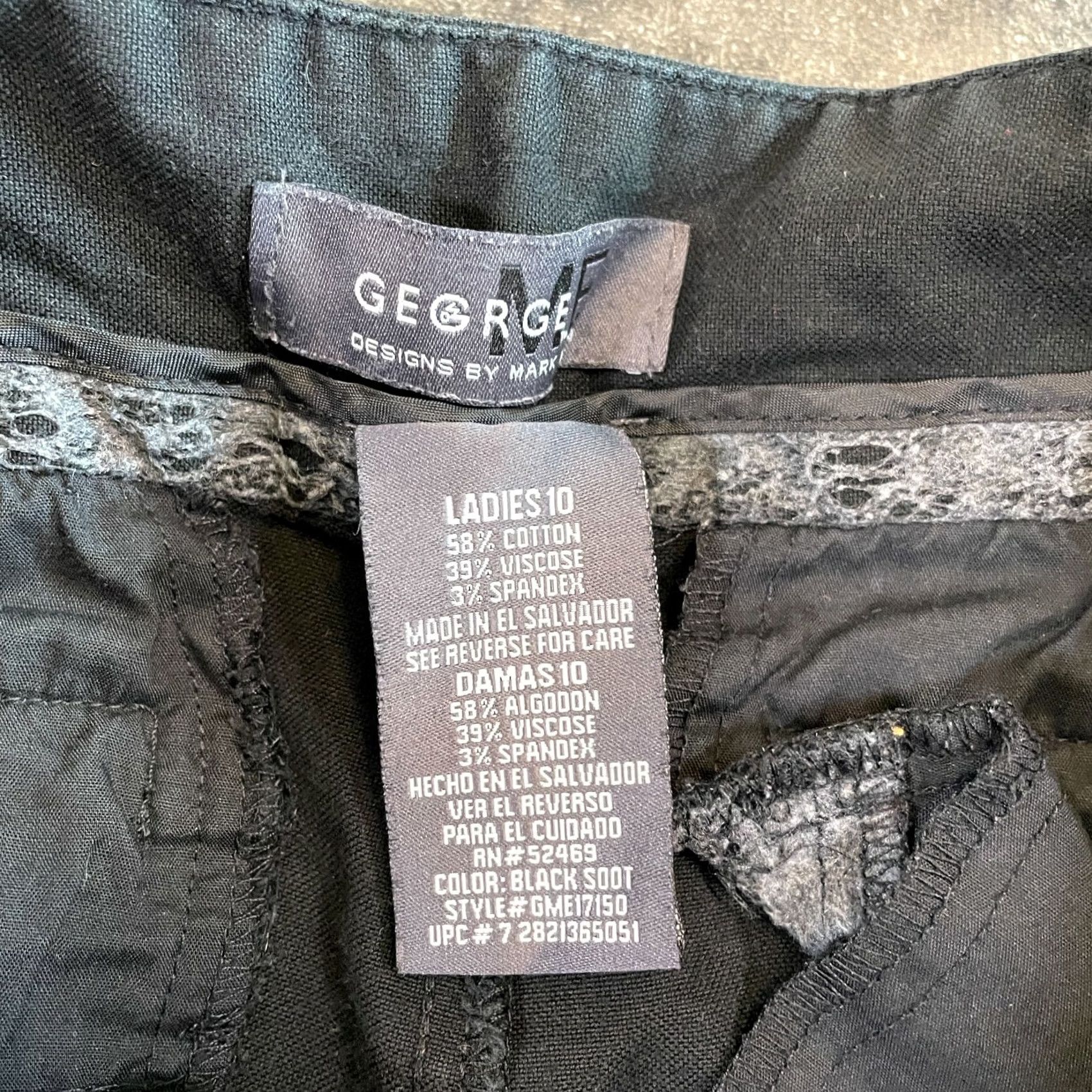George George Pants Womens 10 Black Hi Rise Chino Wide Leg Stretch Flat Front Casual Size 32" / US 10 / IT 46 - 3 Thumbnail