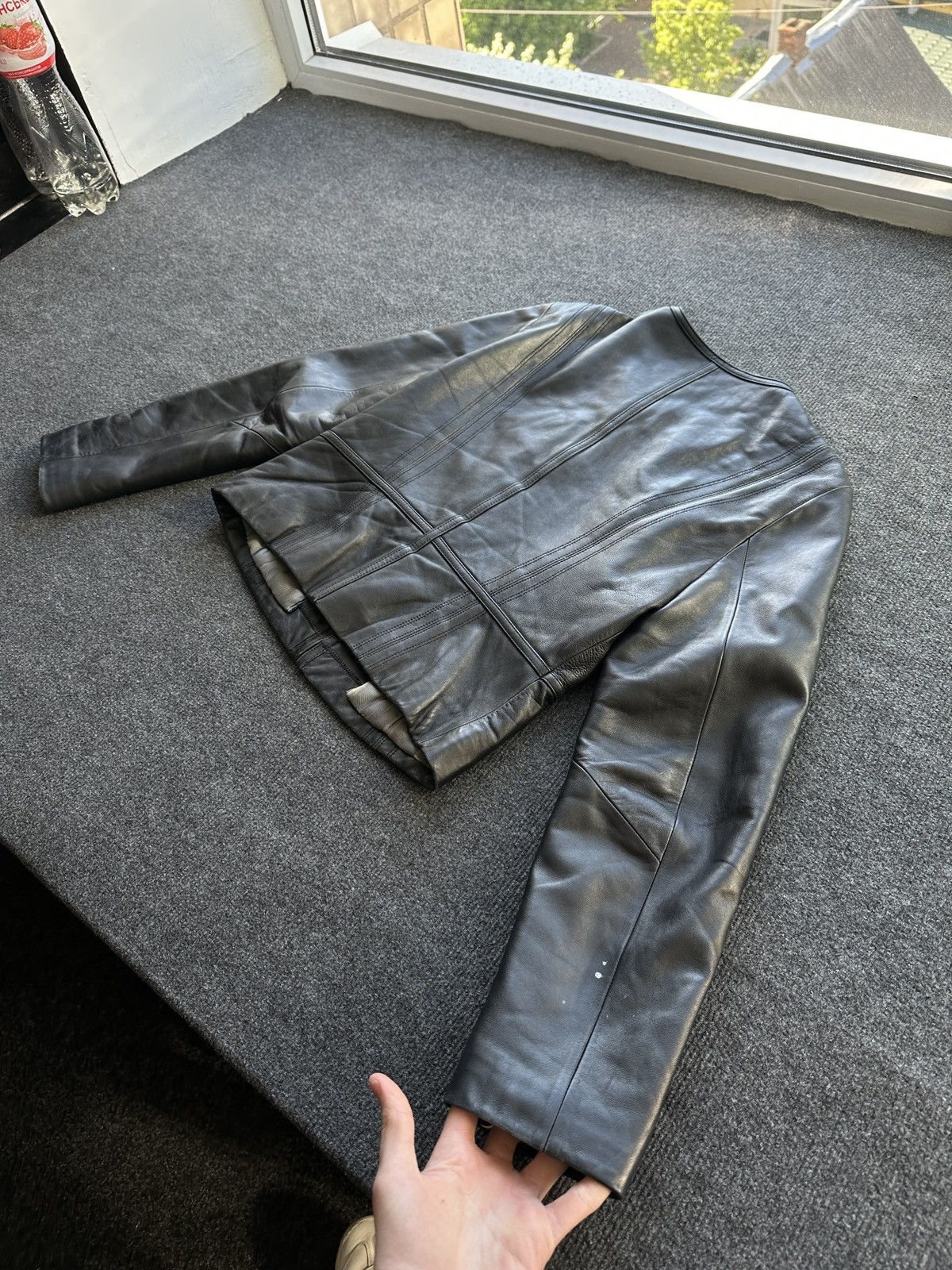Other 🚨Y2K RICK OWENS TYPE DIRTY SLIM FIT ZIP LEATHER JACKET Size M / US 6-8 / IT 42-44 - 13 Thumbnail