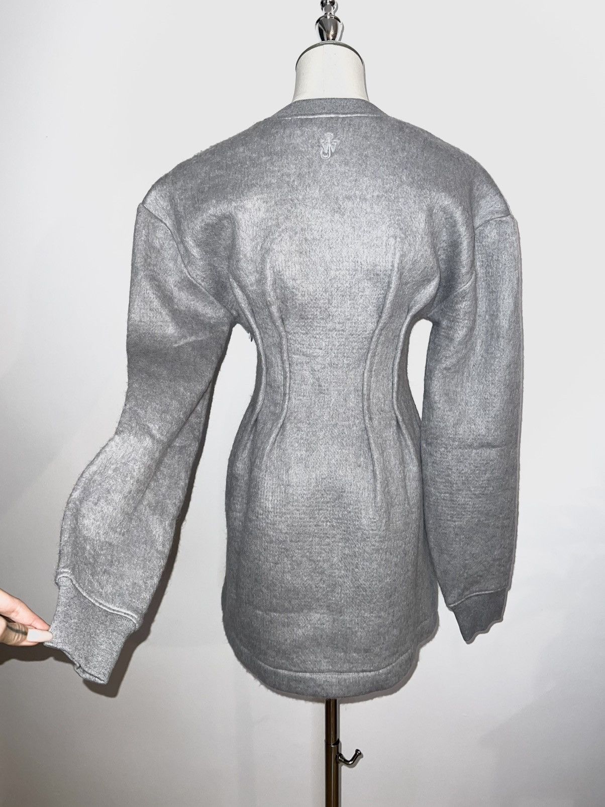 JW Anderson JW Anderson Sculpted grey mohair‑blend sweatshirt dress Size XS / US 0-2 / IT 36-38 - 2 Thumbnail