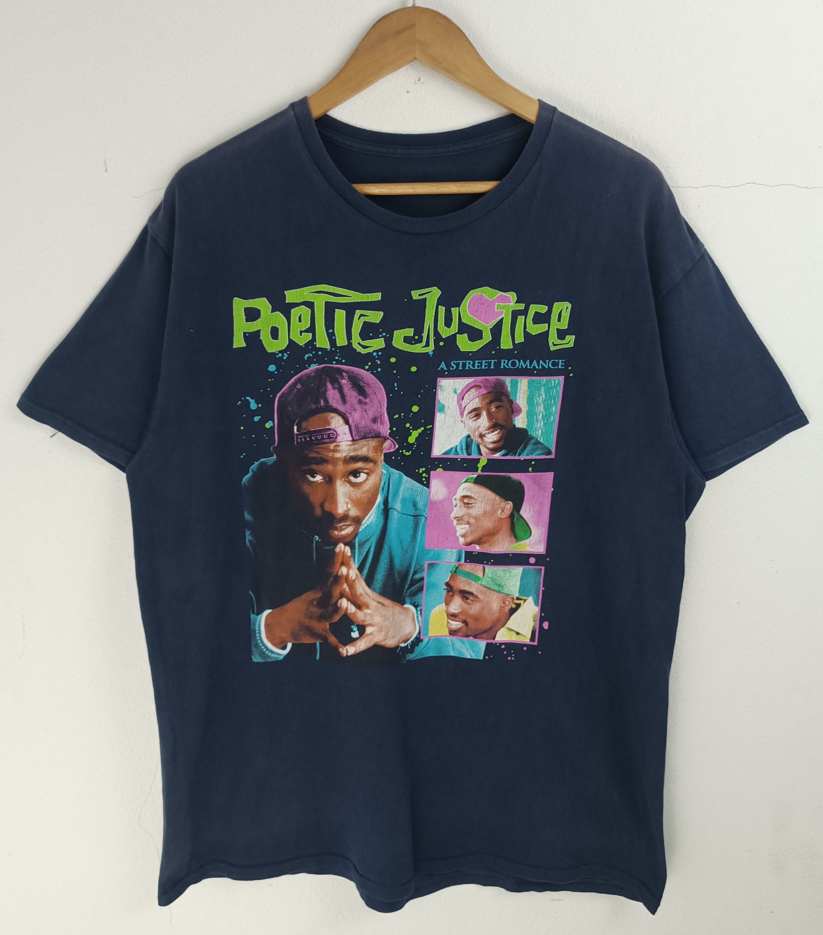 Rap Tees VINTAGE FADED POETIC JUSTICE TUPAC SHAKUR T biggie snoop dre Size US L / EU 52-54 / 3 - 3 Thumbnail