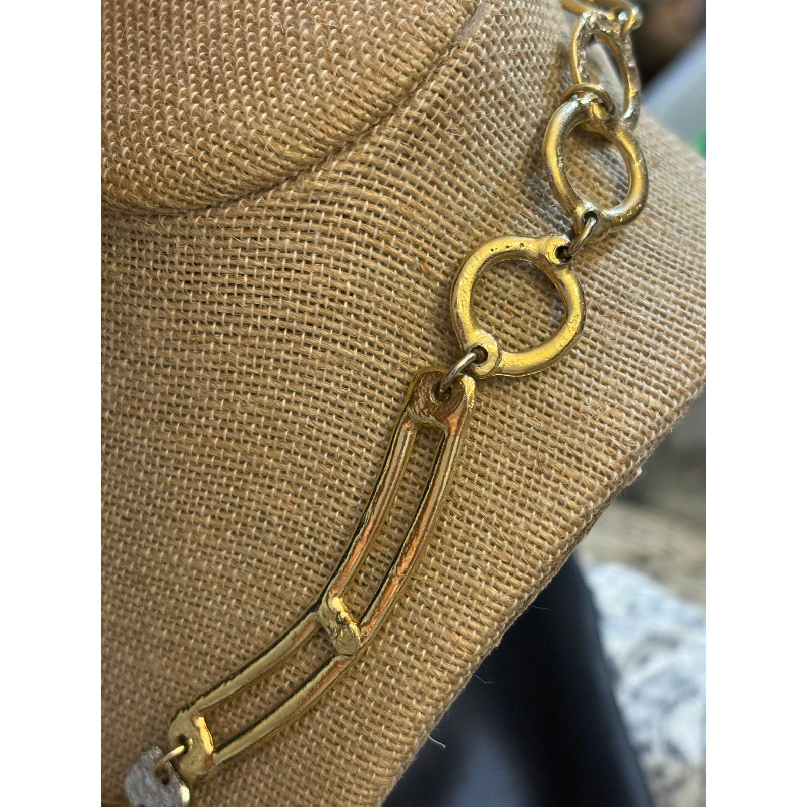 Other Vintage Unsigned Gold Tone Modernist Statement Necklace 16" Size ONE SIZE - 12 Thumbnail