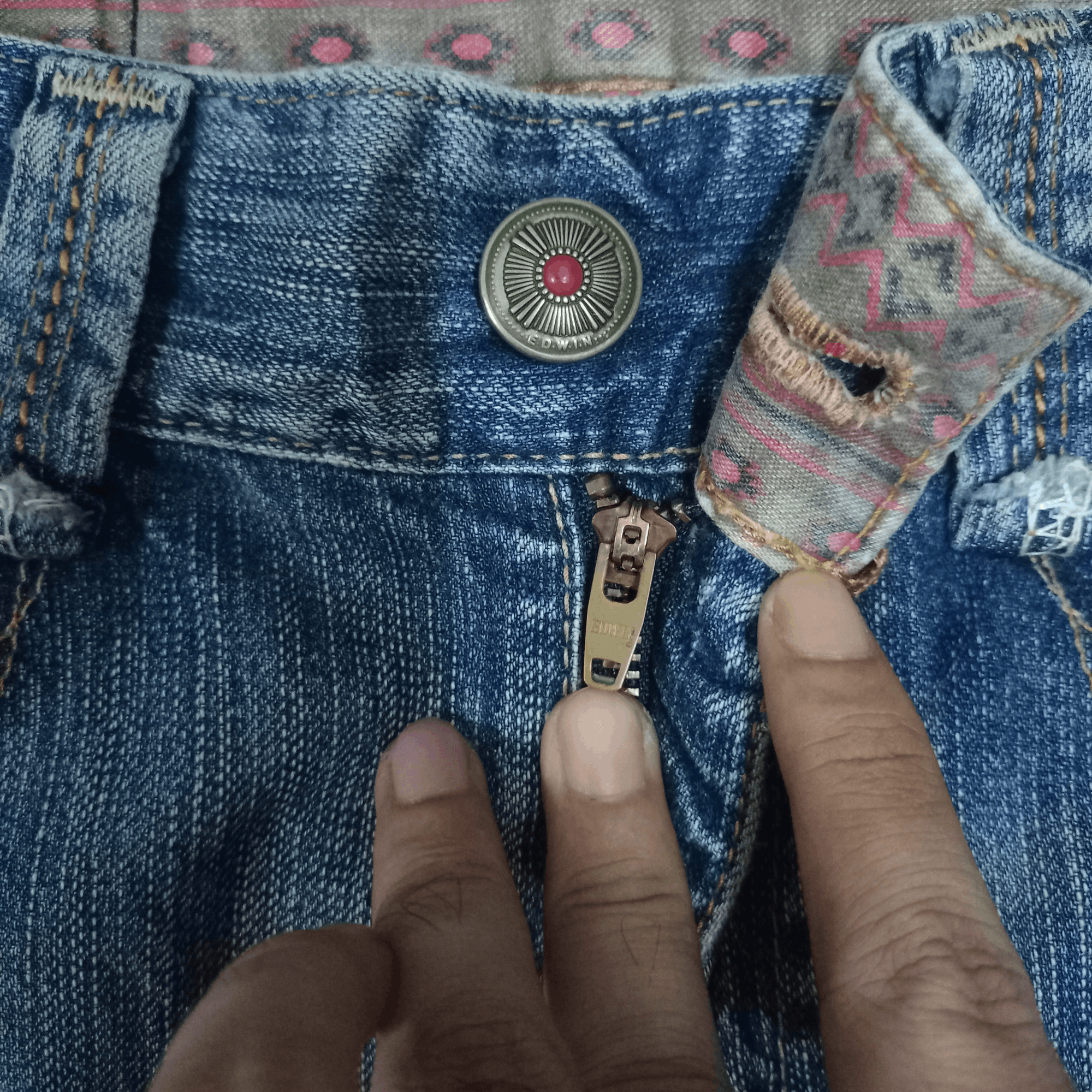 Edwin Exclusive Vintage Edwin XV Mud Wash Patchwork Loose Jeans Size US 32 / EU 48 - 3 Thumbnail
