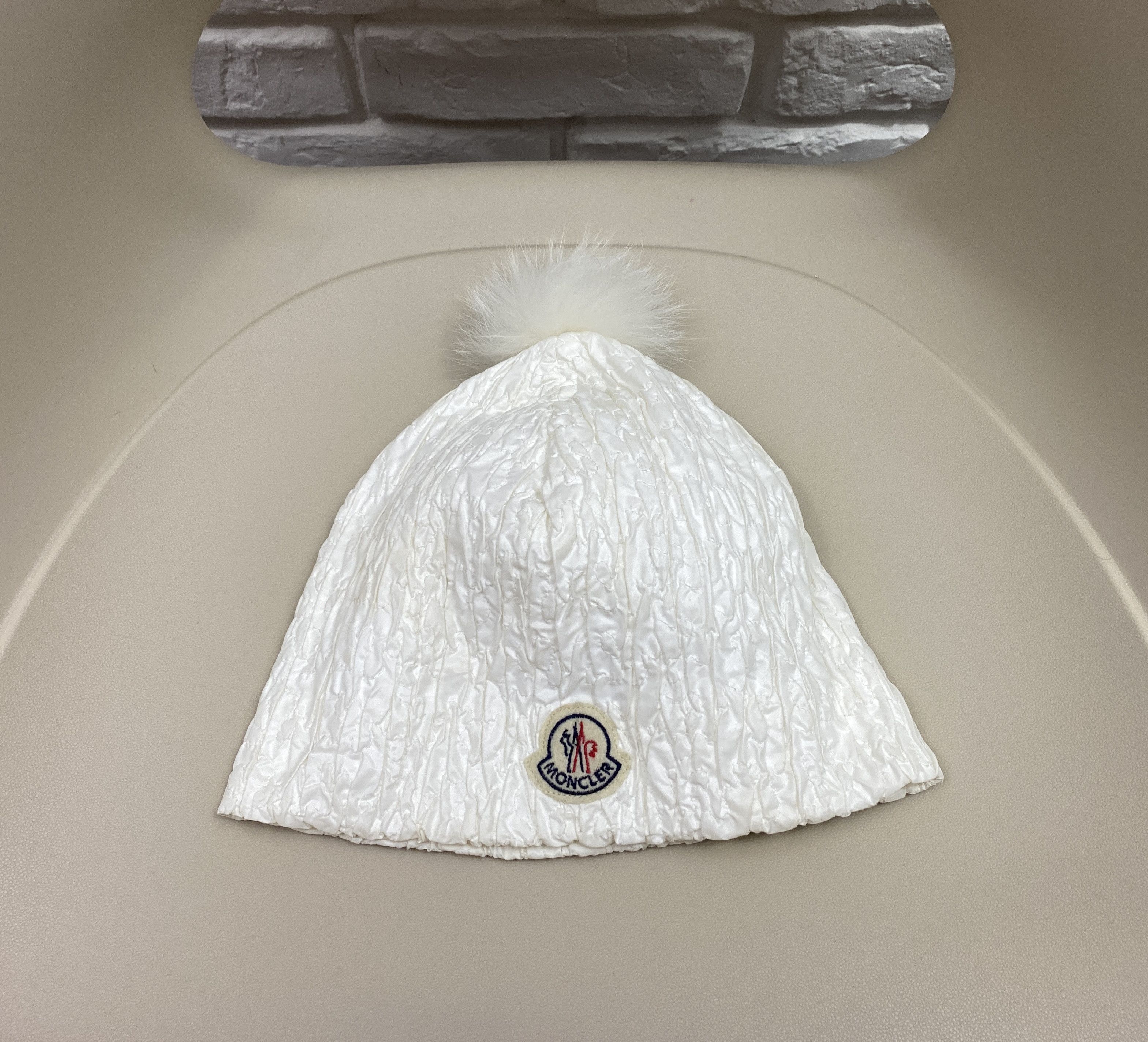 Moncler Vintage Women's Moncler Pompon Small Logo Nylon Hat Size ONE SIZE - 2 Thumbnail