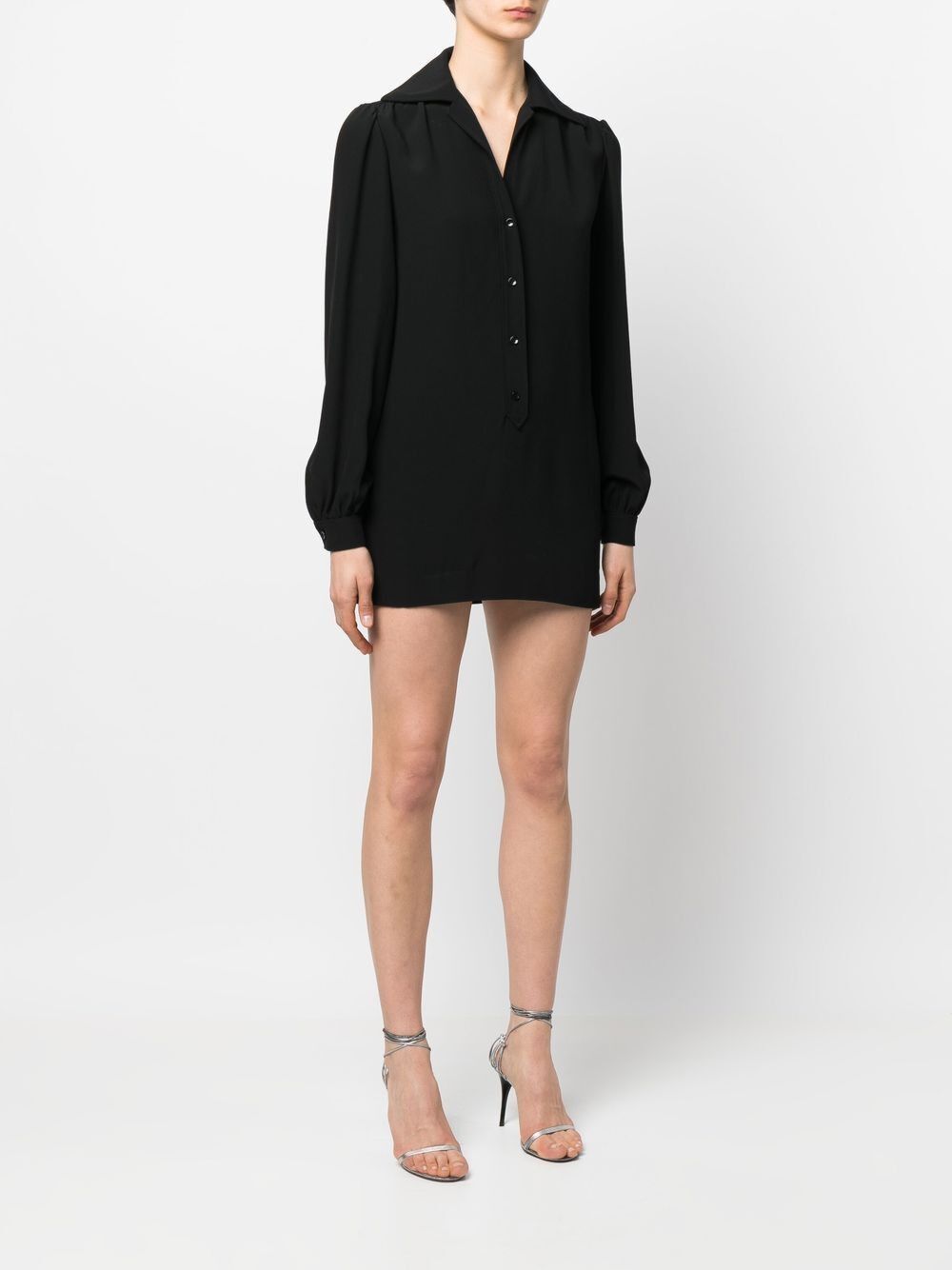 Saint Laurent Paris o1s1wg110924 Shirt Dress in Black Size XS / US 0-2 / IT 36-38 - 2 Thumbnail