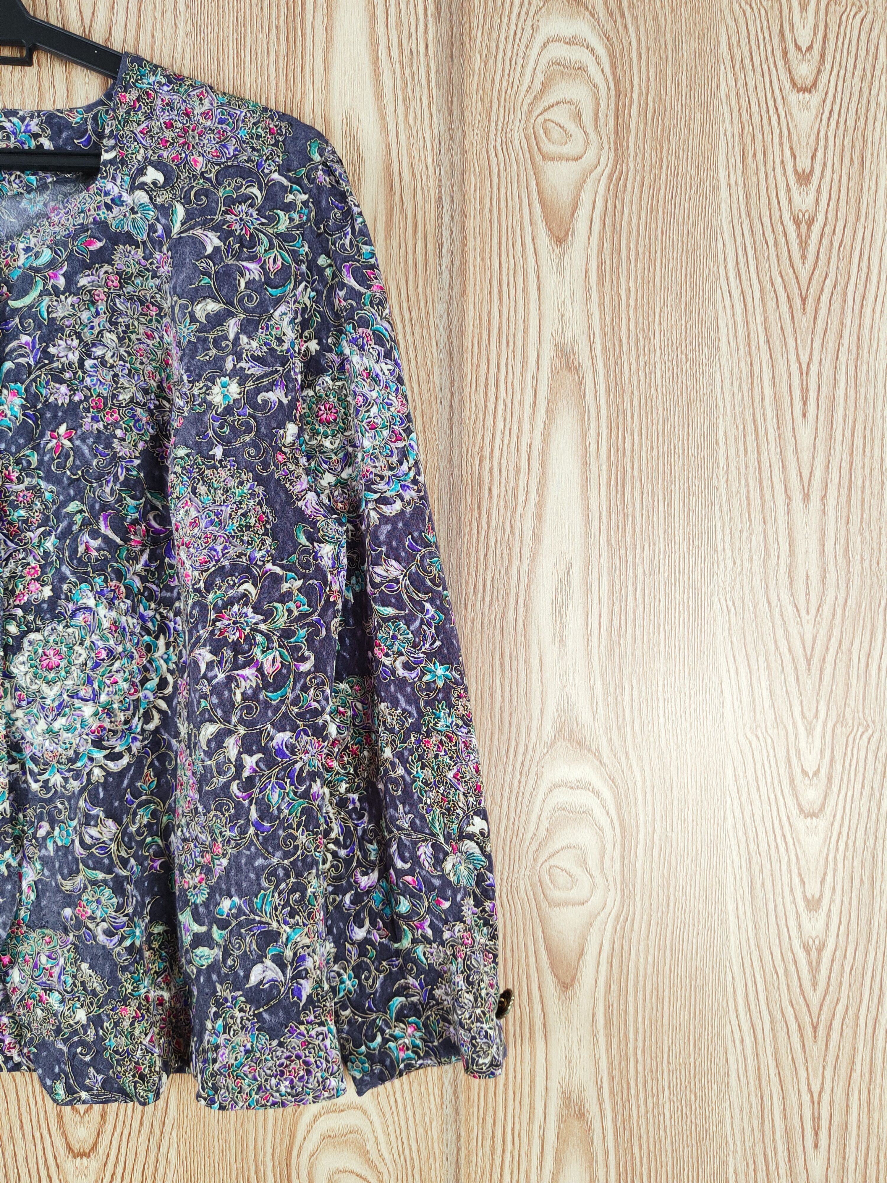 Japanese Brand × Vintage Retro Design 💥 Leaf Madam Dark Gray Flowers Blouses Size M / US 6-8 / IT 42-44 - 5 Thumbnail