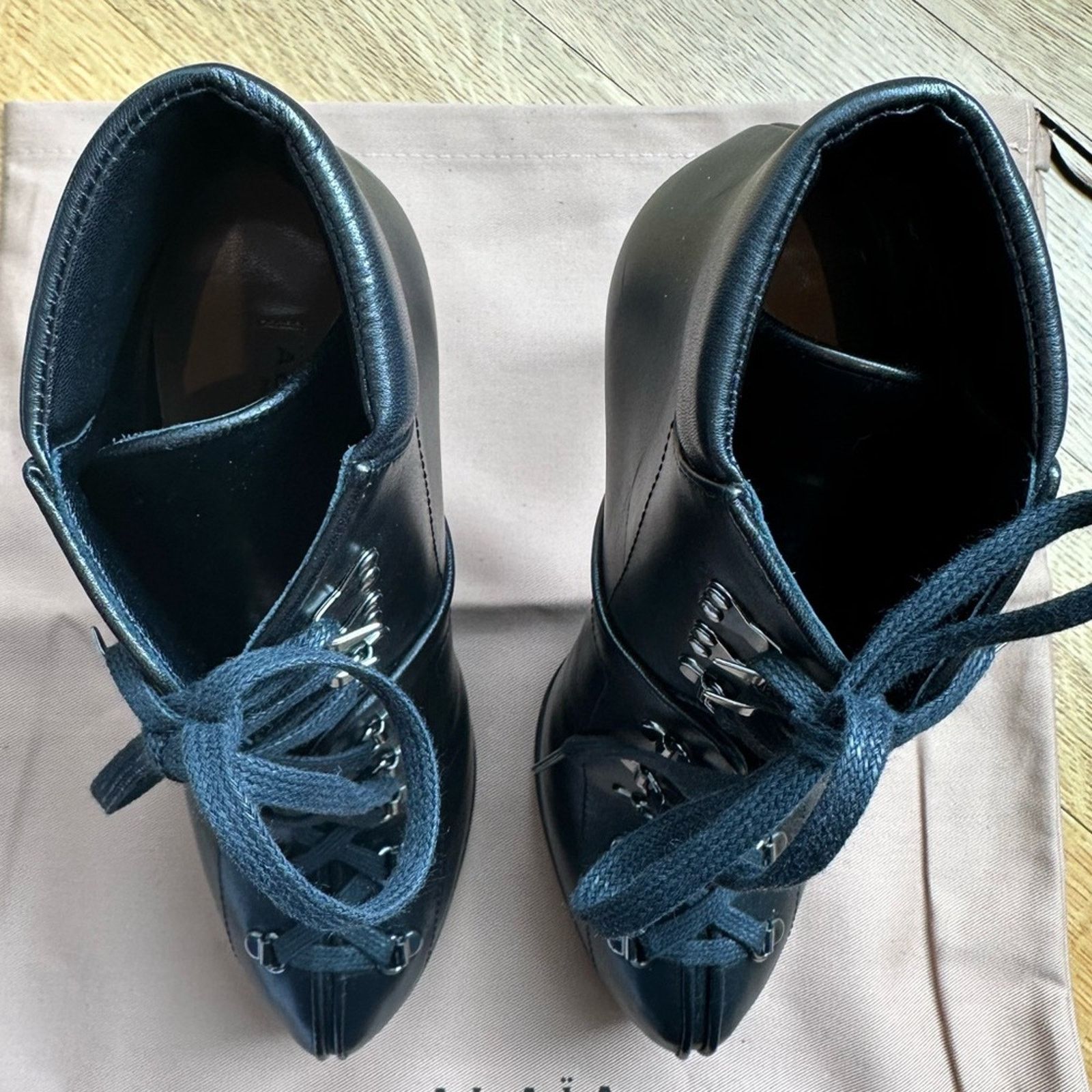 Alaia Black Leather Hiker Ankle Boots EU 38 US 8 Trek Stiletto Size US 8 / IT 38 - 9 Thumbnail