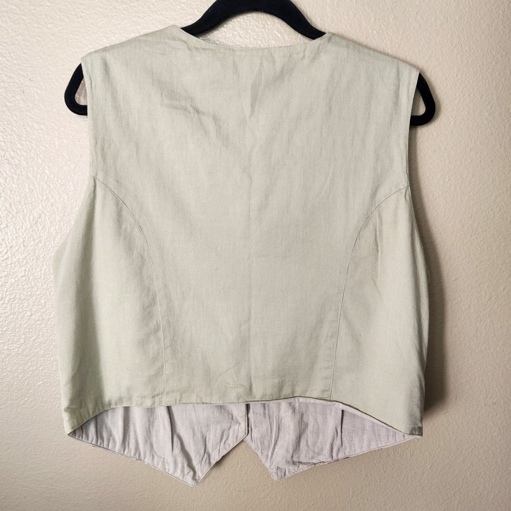 Vintage VINTAGE Tantrums Vest - Size L - 90s Multi Plaid Pieced Quilt Tan Buttonfront V-neck - Cotton Beig​e - Womens Size L / US 10 / IT 46 - 5 Thumbnail