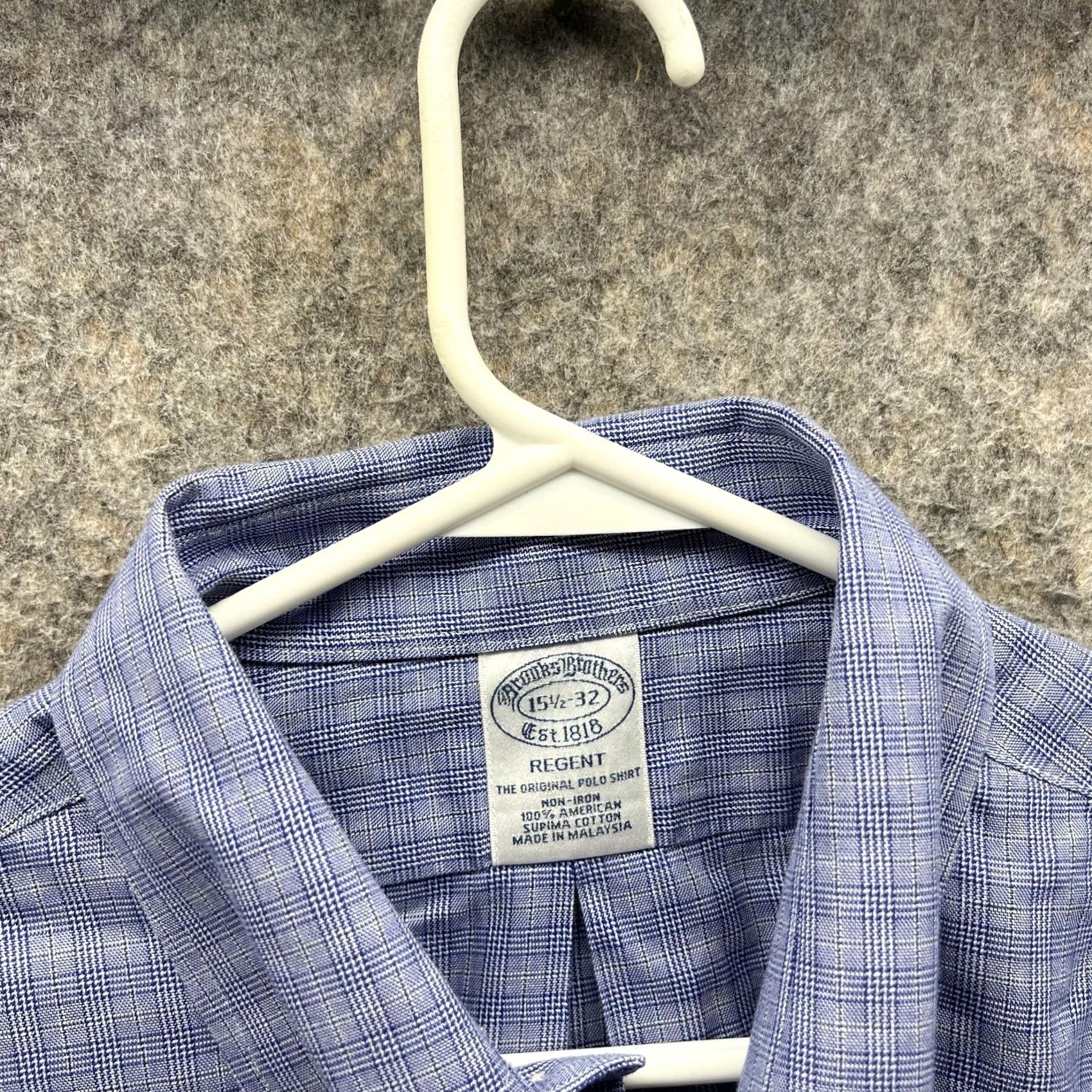 Brooks Brothers Brooks Brothers Shirt Men 15.5 32 Glen Check Blue Button-Down Regent Non Iron Shirt Size US L / EU 52-54 / 3 - 5 Thumbnail