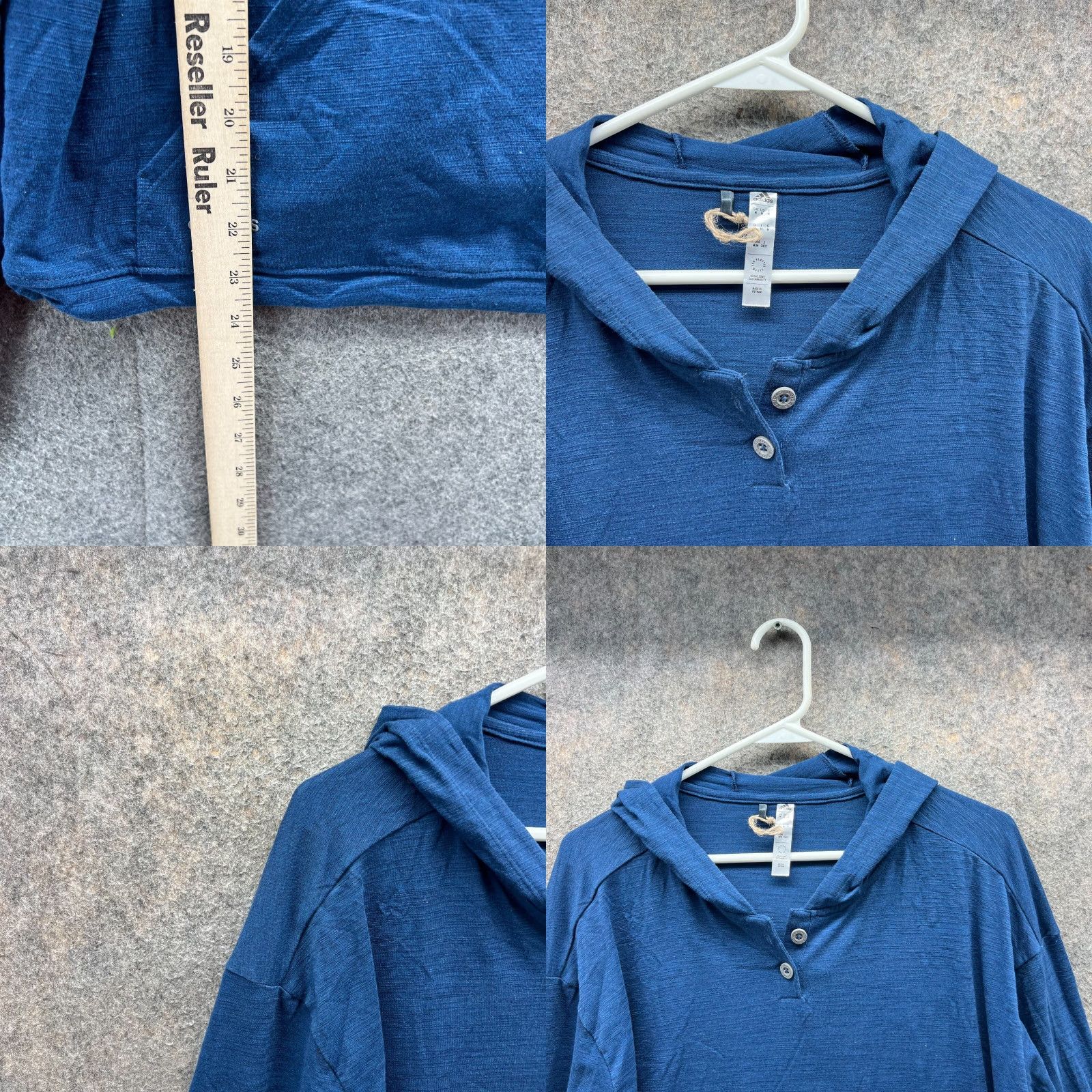 Adidas VINTAGE adidas Hoodie Womens M Solid Long Sleeve Henley Pullover HA3477 Blue Size M / US 6-8 / IT 42-44 - 8 Thumbnail