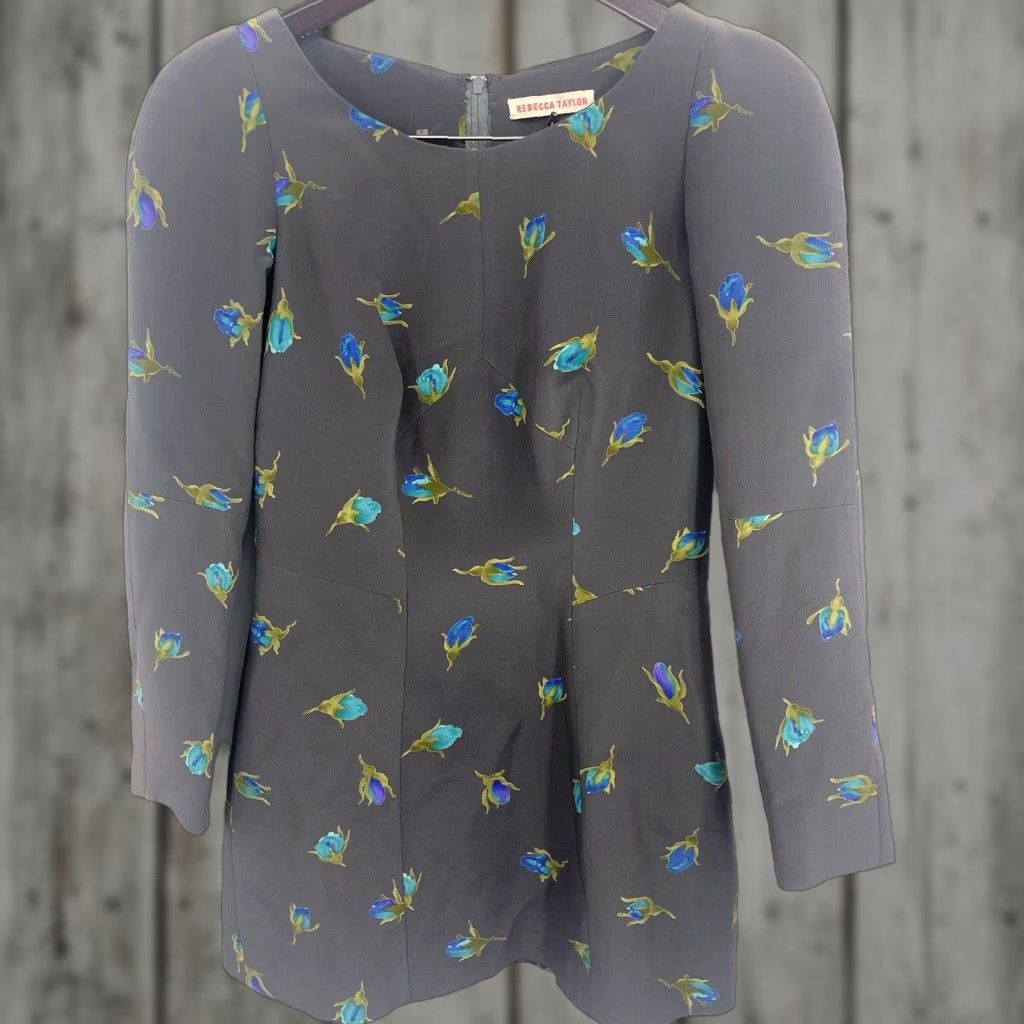 Rebecca Minkoff Rebecca Minkoff Dress Women Floral Silk Zip Sleeve Mini 4 Black Puff Sleeve Silk Chiffon Vintage No 90s Event Theme Flower Womens Size S / US 4 / IT 40 - 1 Thumbnail
