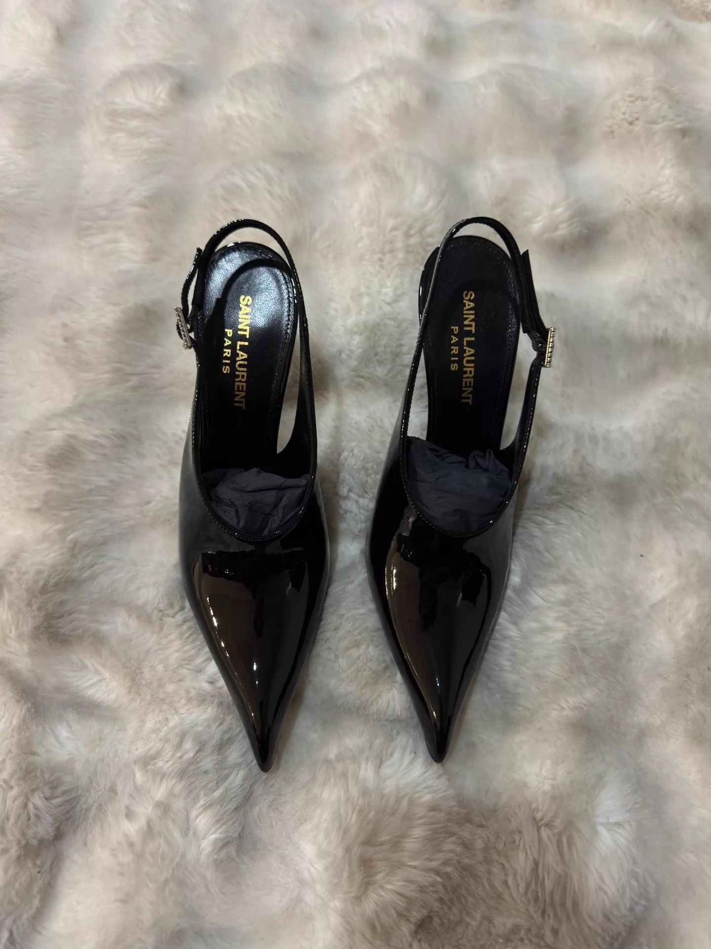 Yves Saint Laurent YSL crystal patent leather heels 36 new box/dust bag Size US 5.5 / IT 35.5 - 5 Thumbnail