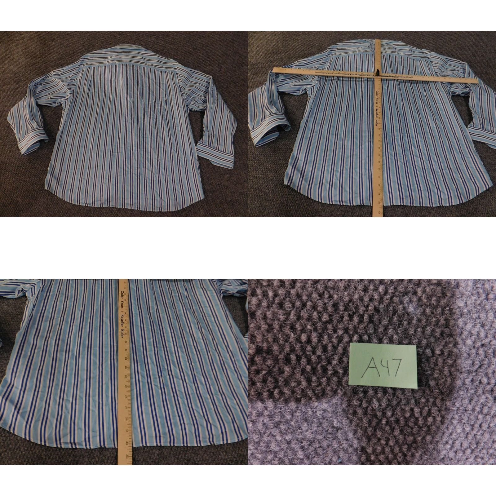Vintage Paul Fredrick Shirt Mens XL Blue White Striped Long Sleeve Button Up Dress Shirt Size 46R - 9 Thumbnail