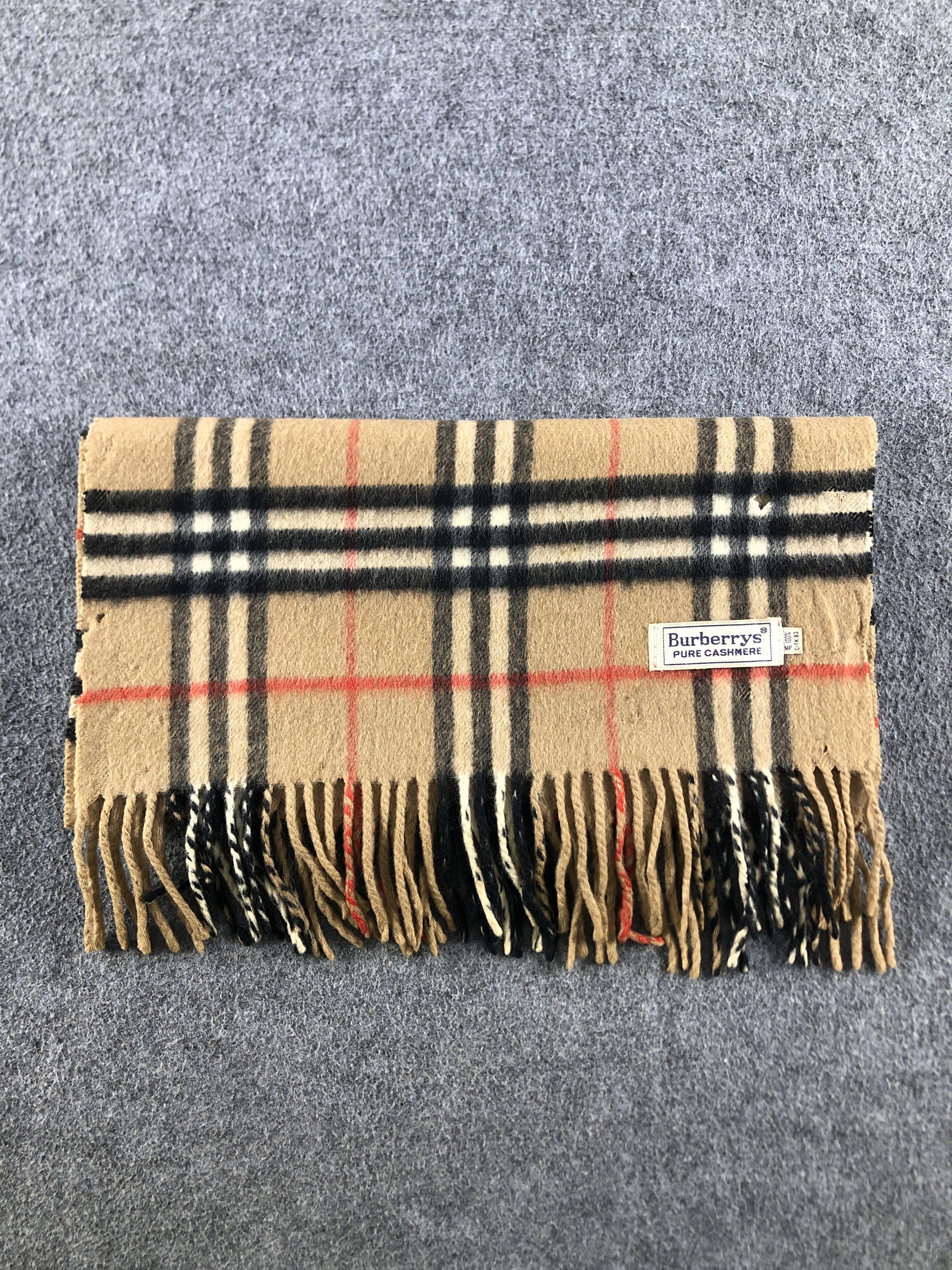 Burberry Burberrys Pure Cashmere Scarf / Muffler / Neckwear P776 Size ONE SIZE - 13 Thumbnail
