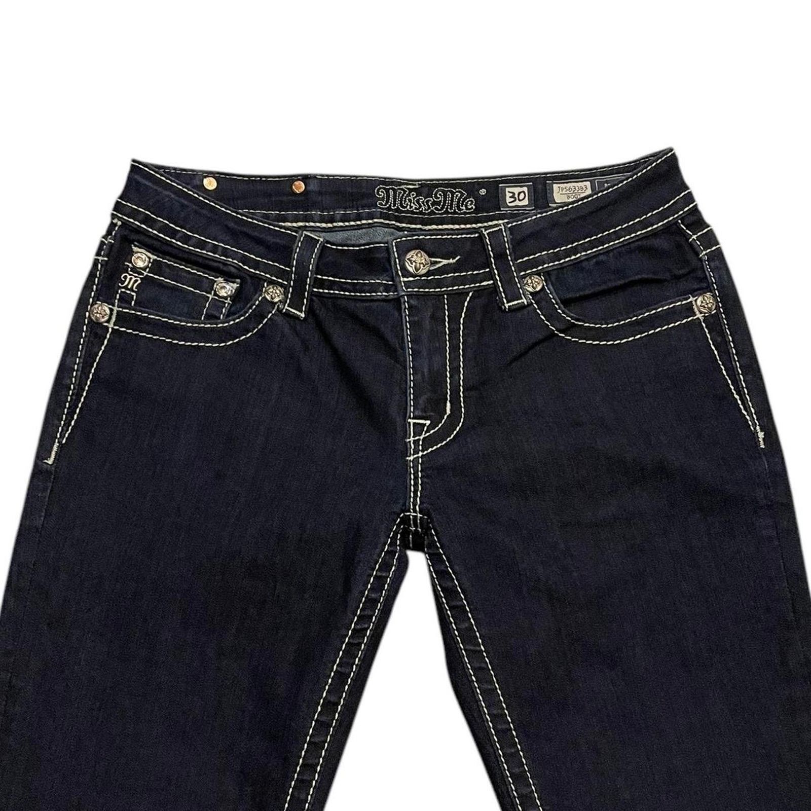 Miss Me VTG Y2K rave skater Miss Me bootcut jeans studded crosses Size 30" / US 8 / IT 44 - 5 Thumbnail