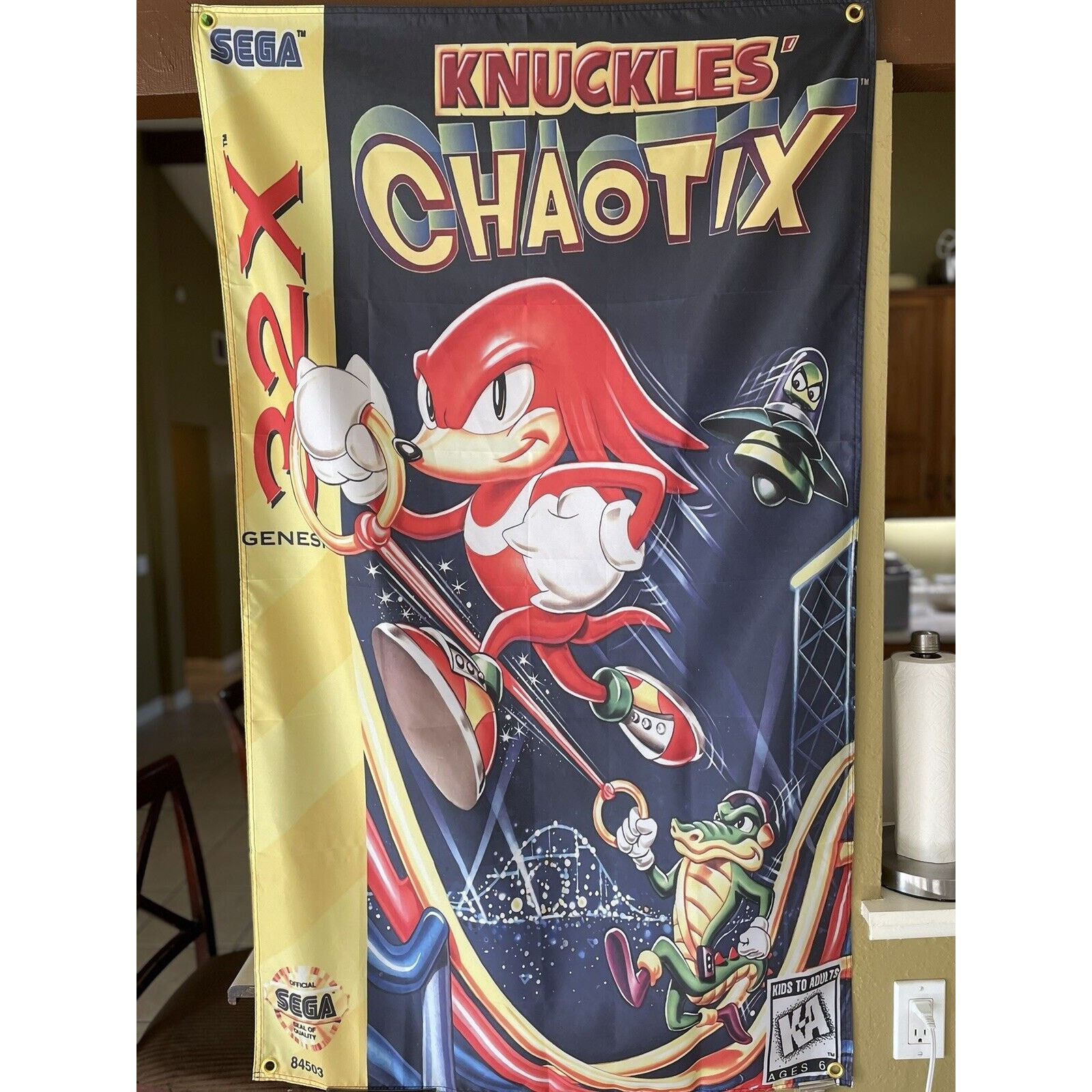Other Knuckles Chaotix 5ft Flag Sega Genesis 32X 1995 Banner Size ONE SIZE - 1 Thumbnail