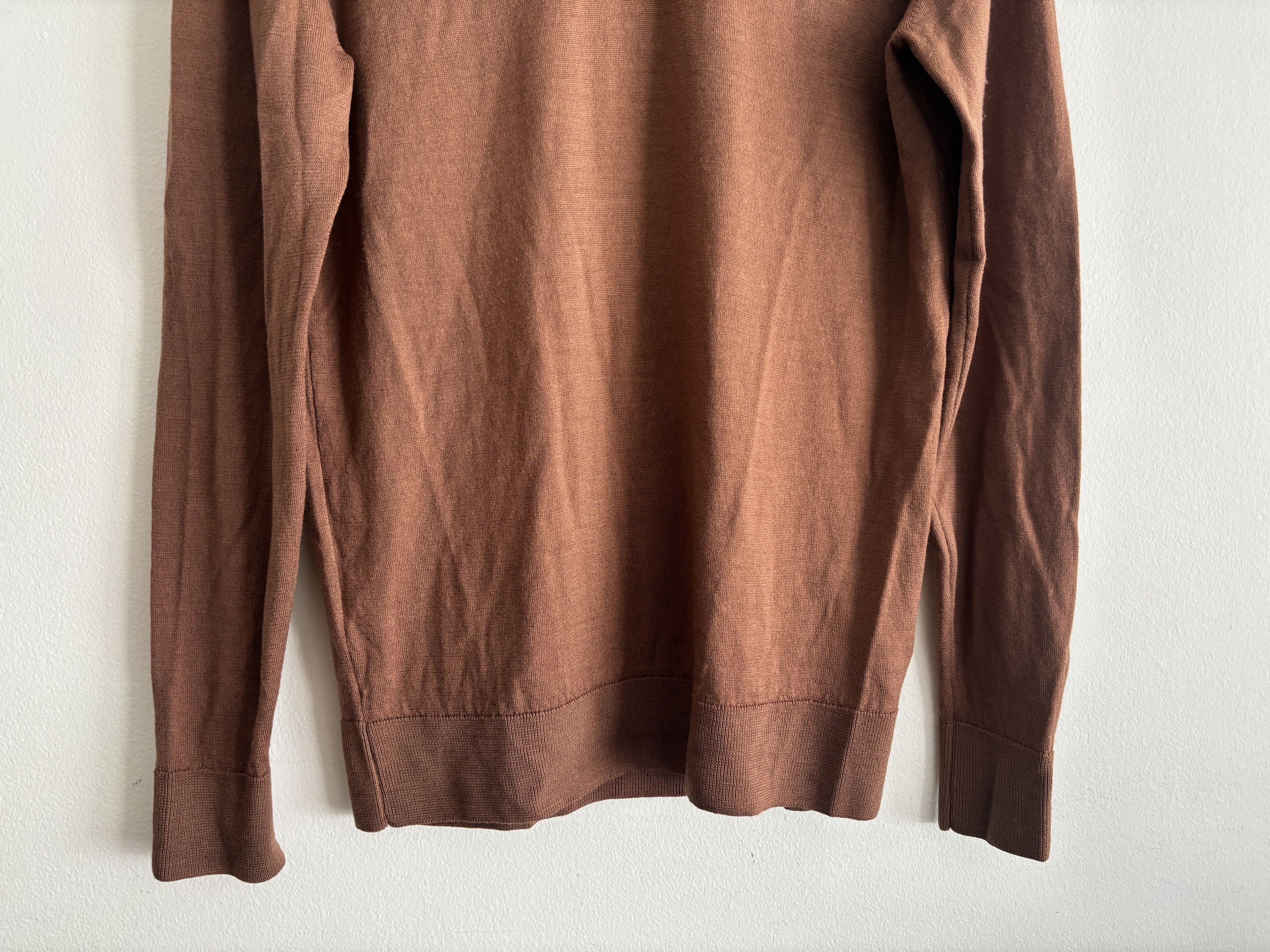 Sunspel $275 Brown Merino Wool Knit Long Sleeve Polo Shirt Size US S / EU 44-46 / 1 - 4 Thumbnail