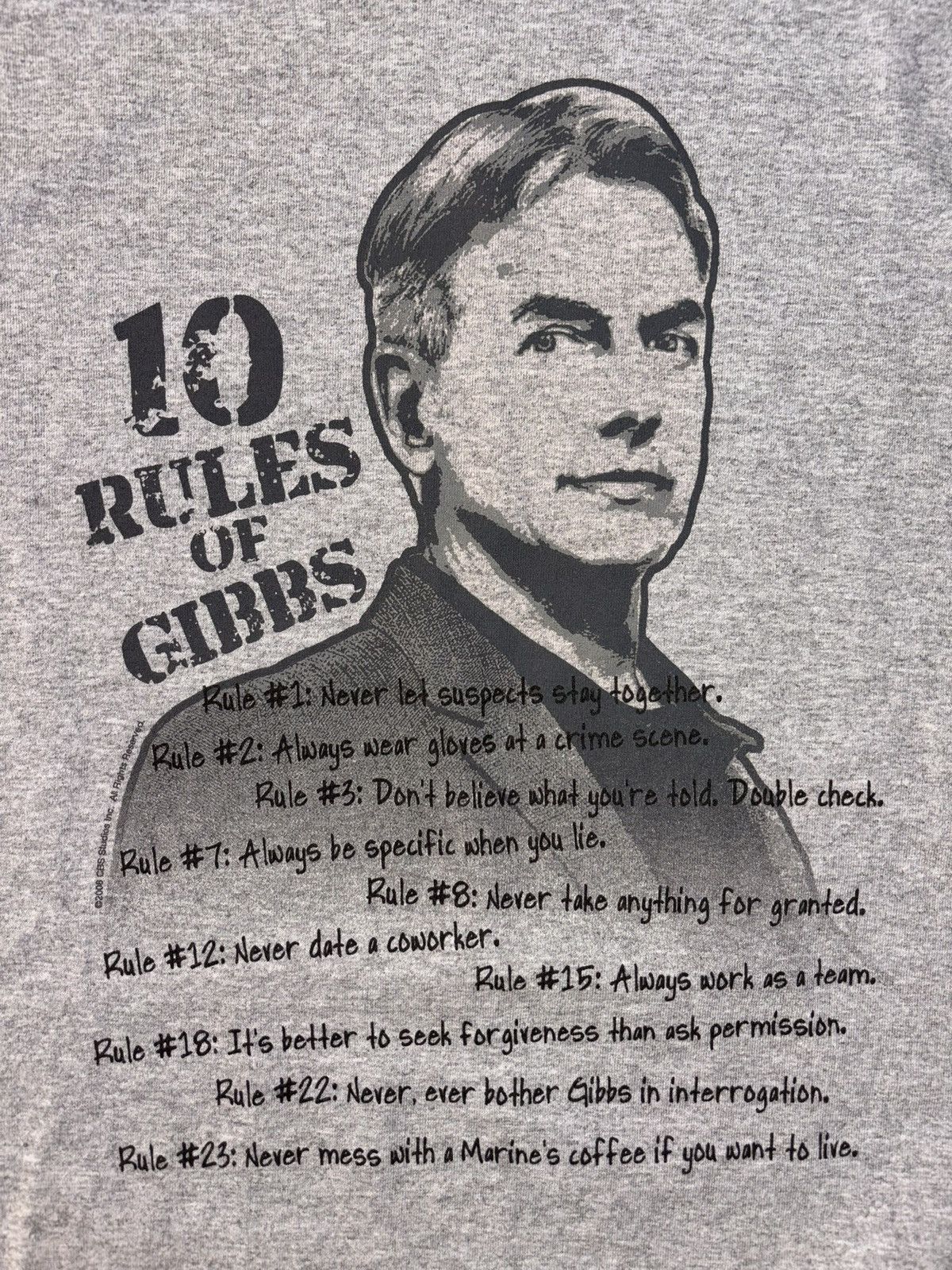 Hanes Vtg CBS Studios NCIS 10 Rules Of Jethro Gibbs Y2K TV Promo Size US XL / EU 56 / 4 - 2 Thumbnail