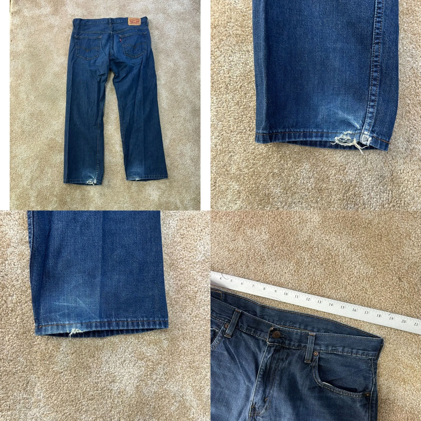 Levi's Levi's 569 Loose Straight Jeans Mens 34x30 Denim Blue Distressed 5-Pocket Belt Loops Baggy Casual Size US 34 / EU 50 - 8 Thumbnail