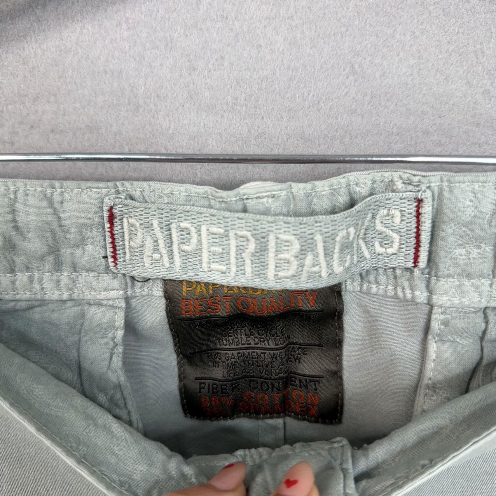 Vintage Original Paperbacks Shorts Mens 38 Light Green Chino Cotton Stretch Logo Size US 38 / EU 54 - 4 Thumbnail