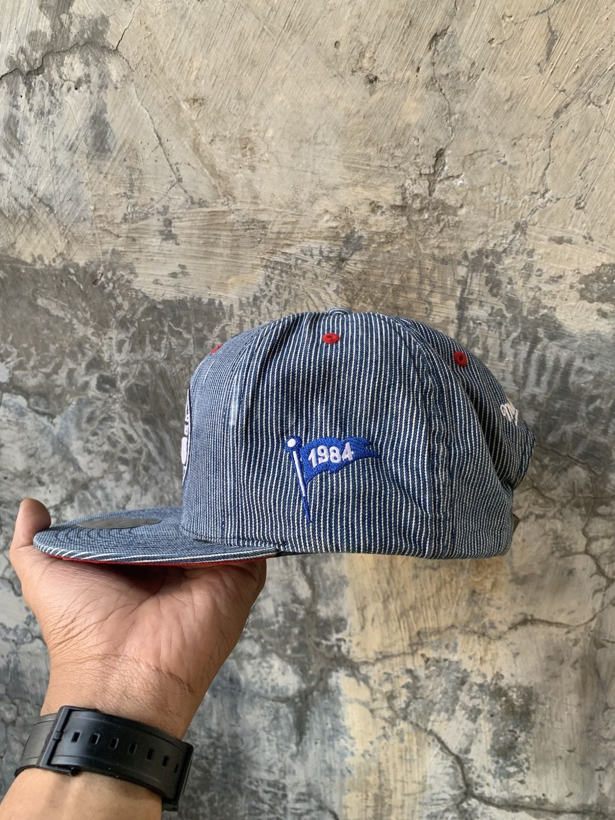 Mitchell & Ness LA Clippers Mitchell & Ness Blue Pinstripe Snapback Hat Size ONE SIZE - 3 Thumbnail