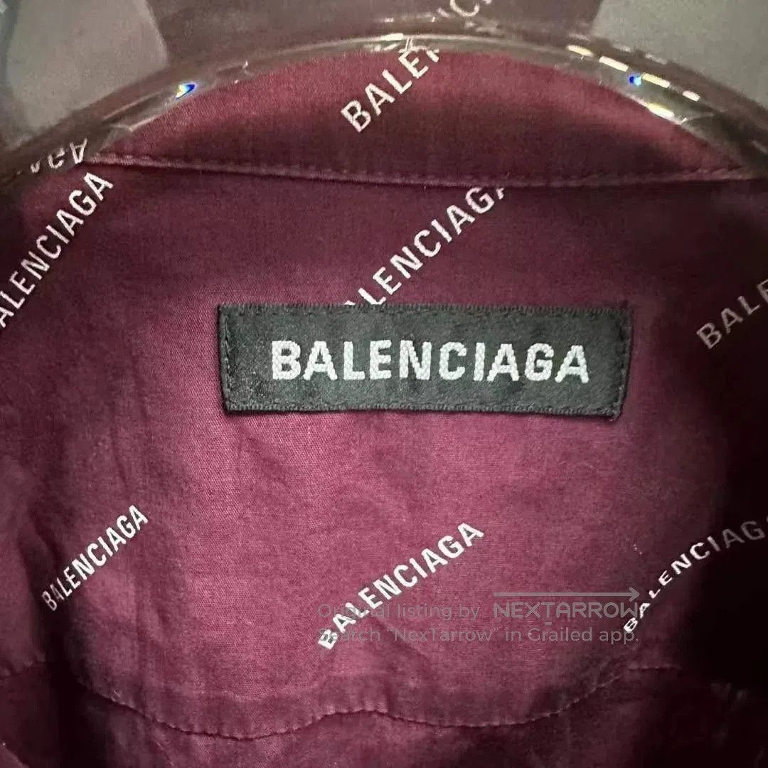 Balenciaga Balenciaga Burgundy All-Over Print Shirt Size 39. Size US XXS / EU 40 - 2 Thumbnail