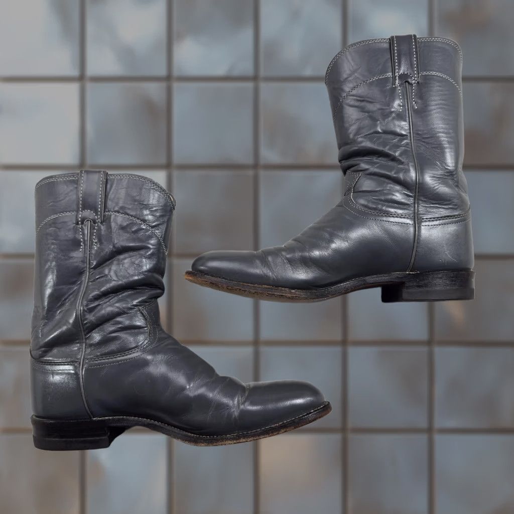 Justin Boots Justin Boots Mens Boot Western Round Toe 3025 Gray Leather Mid-Calf D Size 10 Boss Size US 10 / EU 43 - 1 Thumbnail