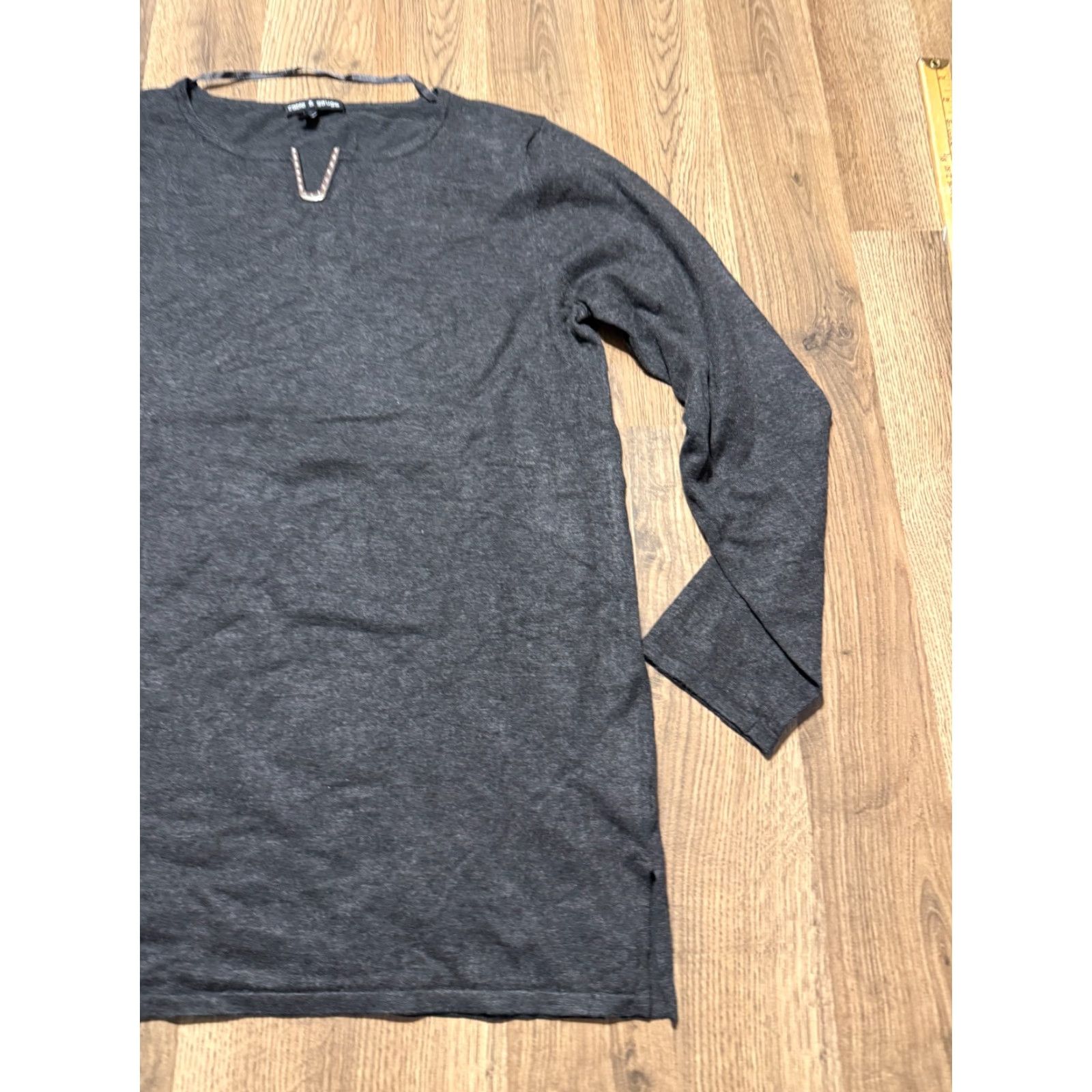 Vintage Cable & Gauge Shirt Women XL Gray Gold Long Sleeve V-neck Womens Size XL / US 12-14 / IT 48-50 - 4 Thumbnail