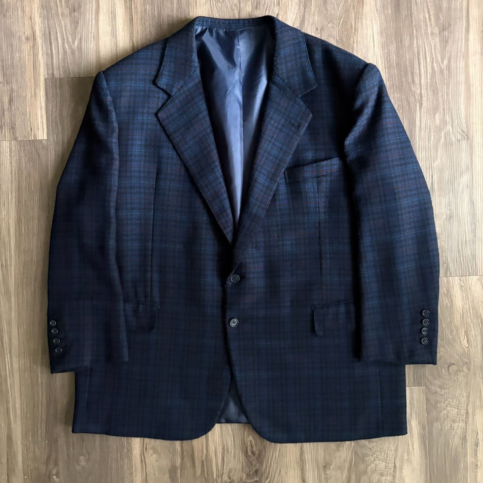 SCABAL Scabal Super 130s Wool Blue Plaid Blazer Men's Size 52R Size 52R - 2 Thumbnail