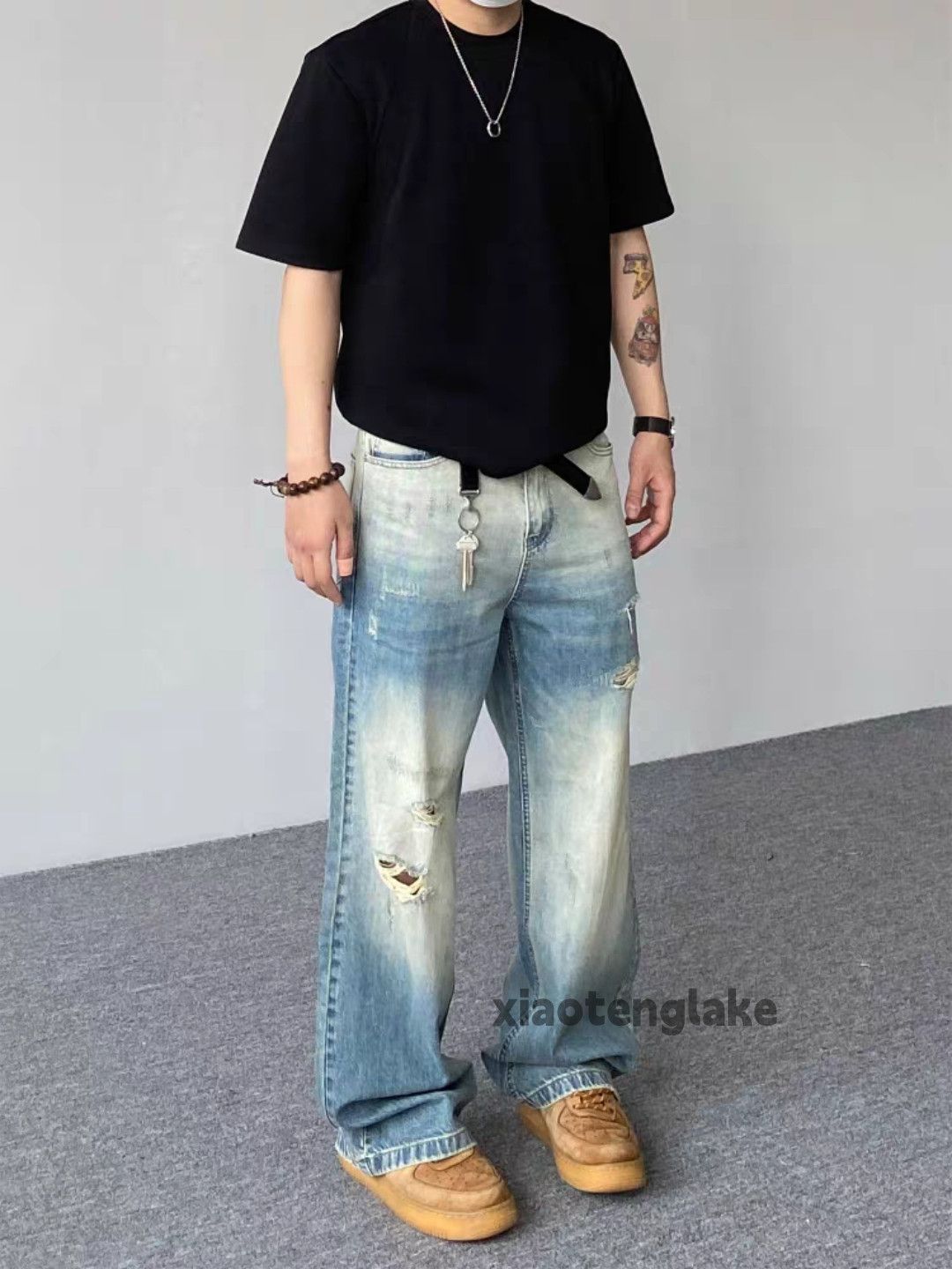 Vintage Custom washed faded loose baggy skate hiphop jeans Size US 34 / EU 50 - 6 Thumbnail