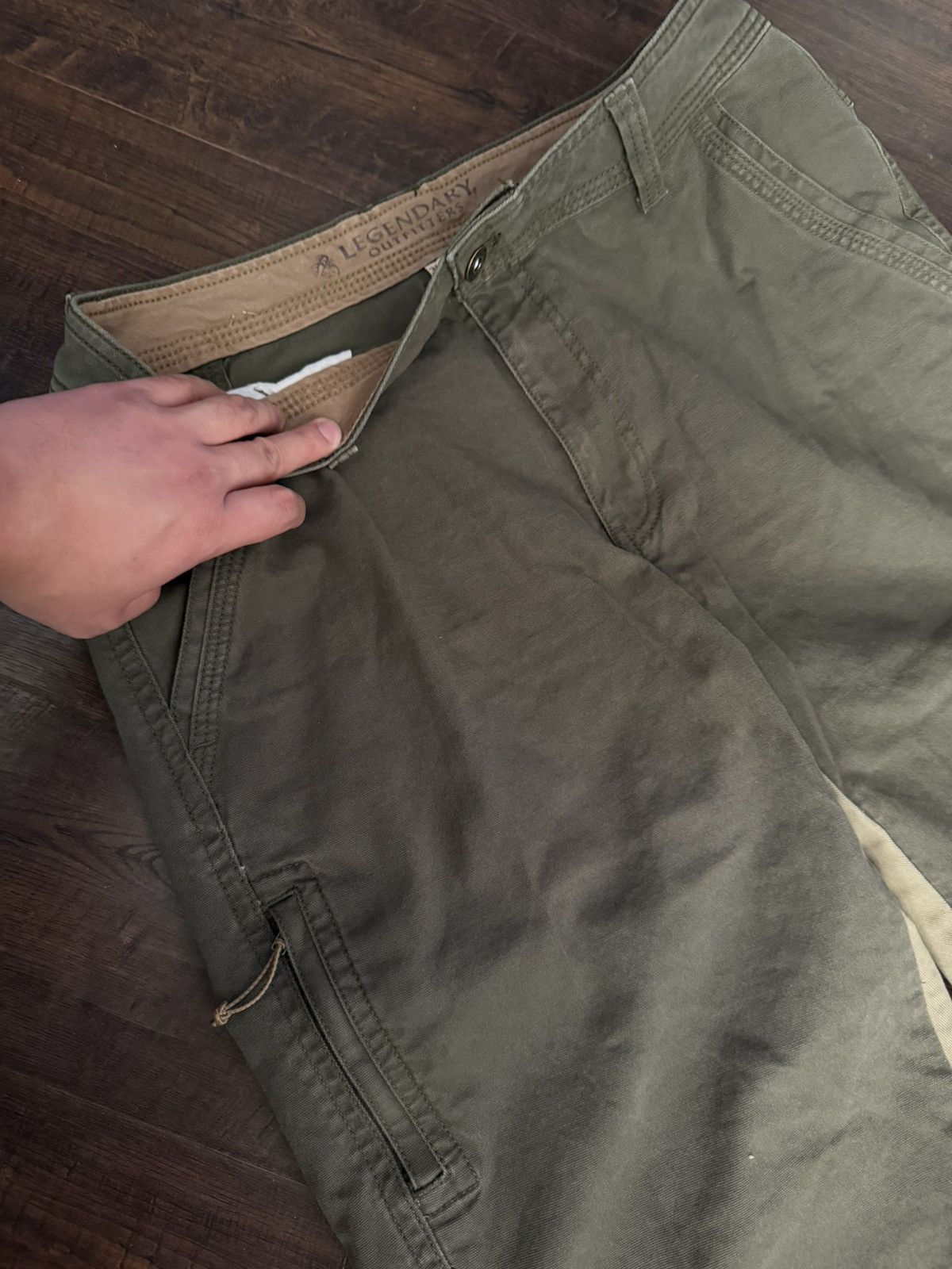 Other Khaki and cream straight leg cargo pants with a wide leg Size US 34 / EU 50 - 3 Thumbnail