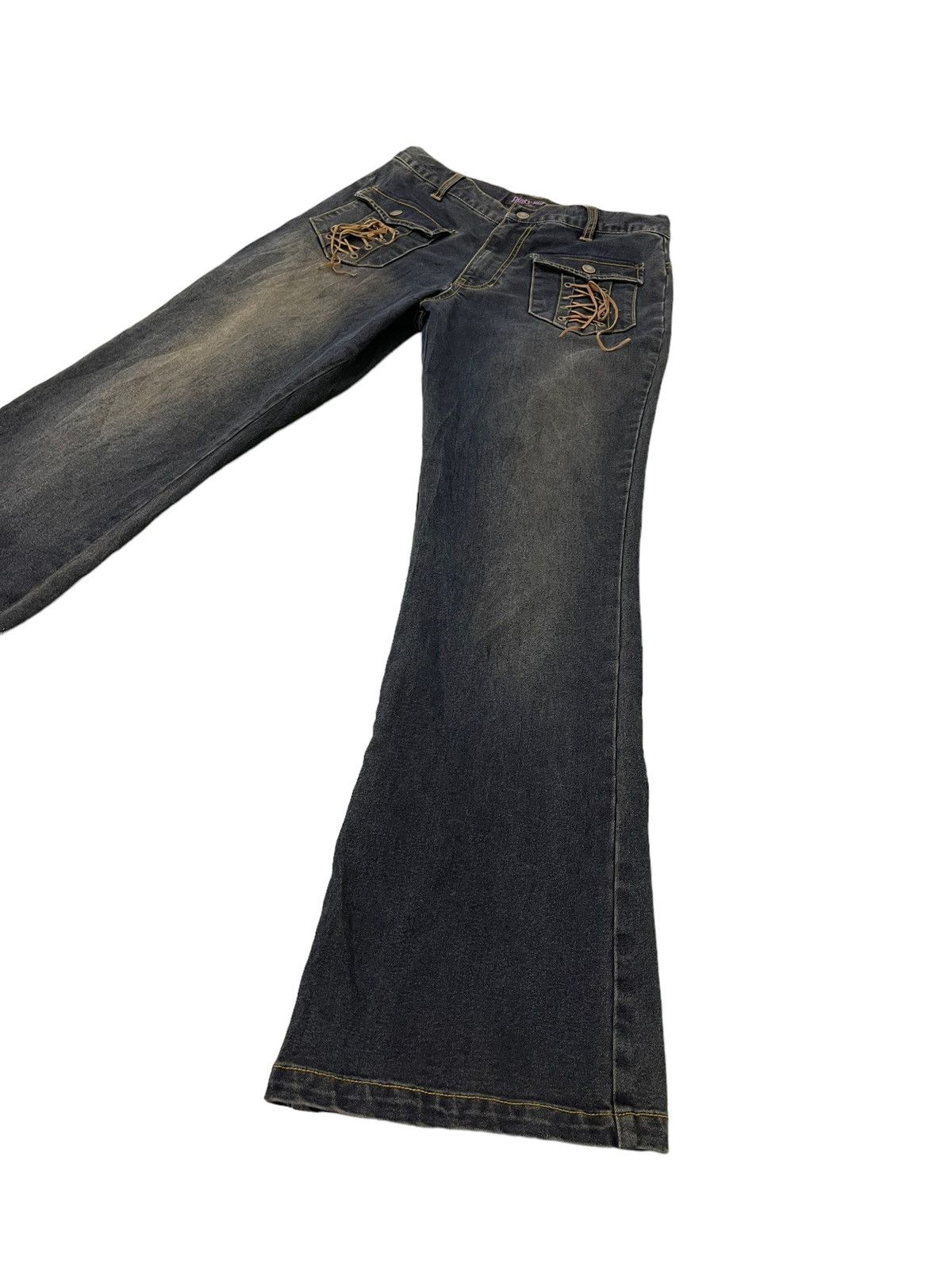 Japanese Brand Flare Jeans Pinky DC Stretch Denim Boot Cut 7🟦8 Size US 28 / EU 44 - 3 Thumbnail