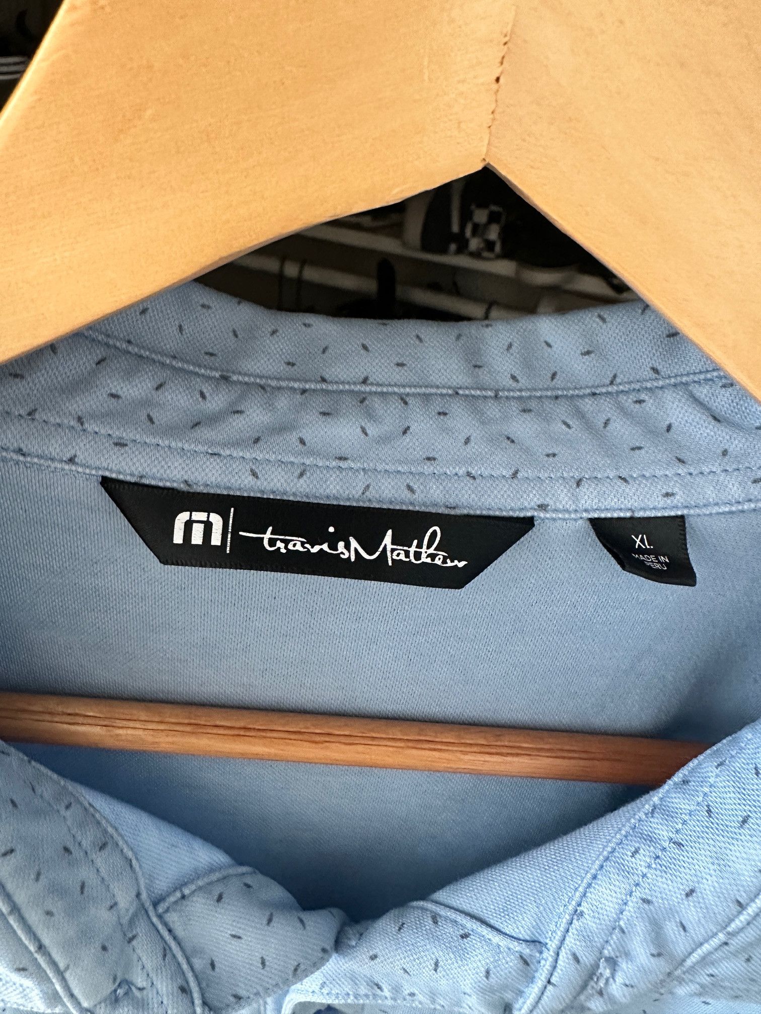 TravisMathew Travis Mathew Polo Mens XL Light Baby Blue Polka Dots Golf Size US XL / EU 56 / 4 - 2 Thumbnail