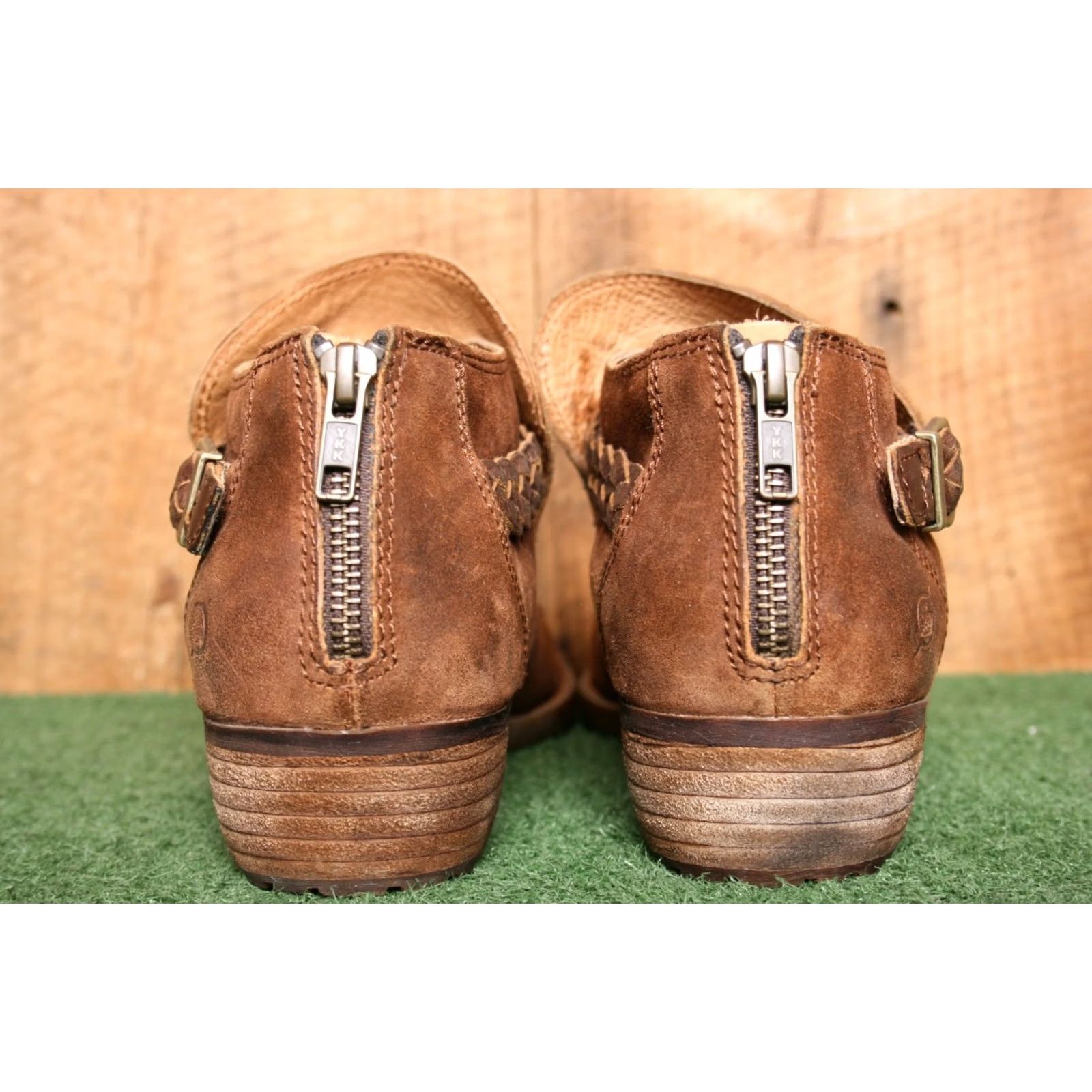 Born Børn Sylvia Burnished Suede Bootie Sz. 10M Brown Low Ankle Boots Block Heel Women Shoes Size US 10 / IT 40 - 4 Thumbnail