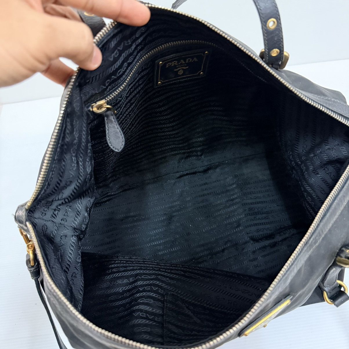 Prada Prada Nylon Black Large Tote Shoulder Bag Size ONE SIZE - 10 Thumbnail