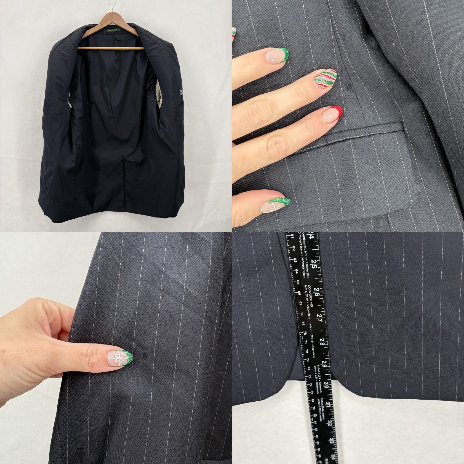 Ralph Lauren VINTAGE Lauren Ralph Lauren Blazer Mens 44R Navy Pinstripe Wool Suit Jacket Business Size 44R - 8 Thumbnail