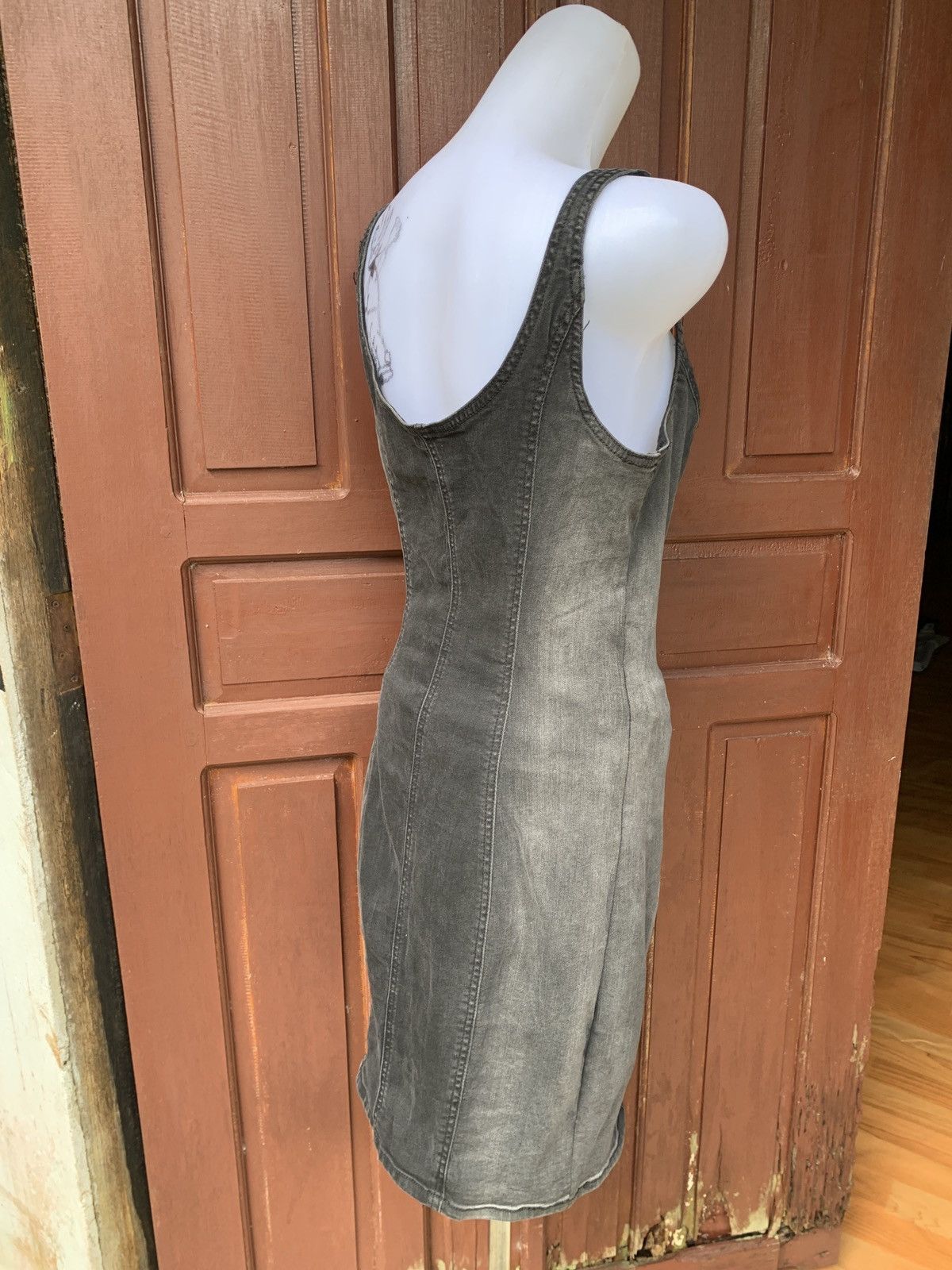 Hollister Hollister US Gray Washed Stretchy Jeans Button up Mini Dress Size L / US 10 / IT 46 - 3 Thumbnail