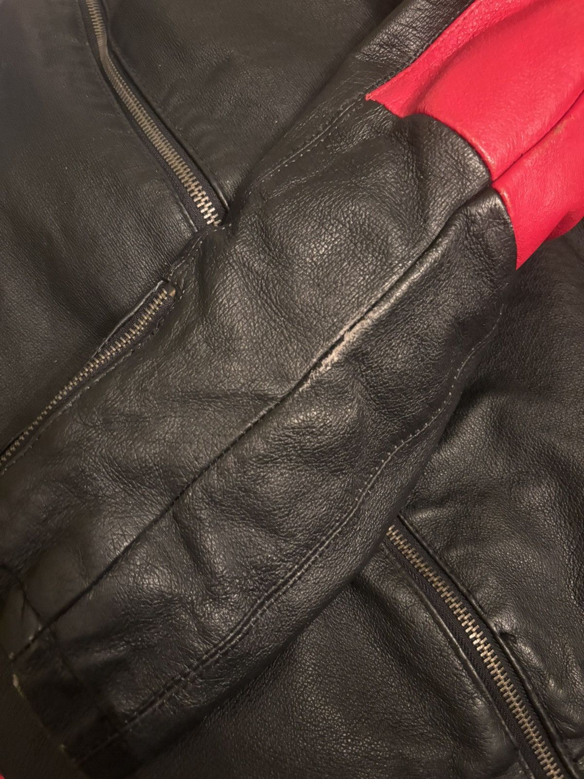 Wilsons Leather Vtg Moto Racing Stripe Cafe Faux Leather Motorcycle Jacket Size US L / EU 52-54 / 3 - 13 Thumbnail