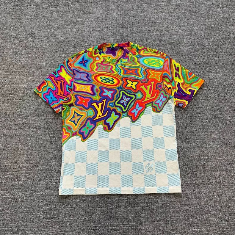 Louis Vuitton Louis Vuitton Colorful Logo Checkerboard Tee - dmc Size US L / EU 52-54 / 3 - 1 Thumbnail