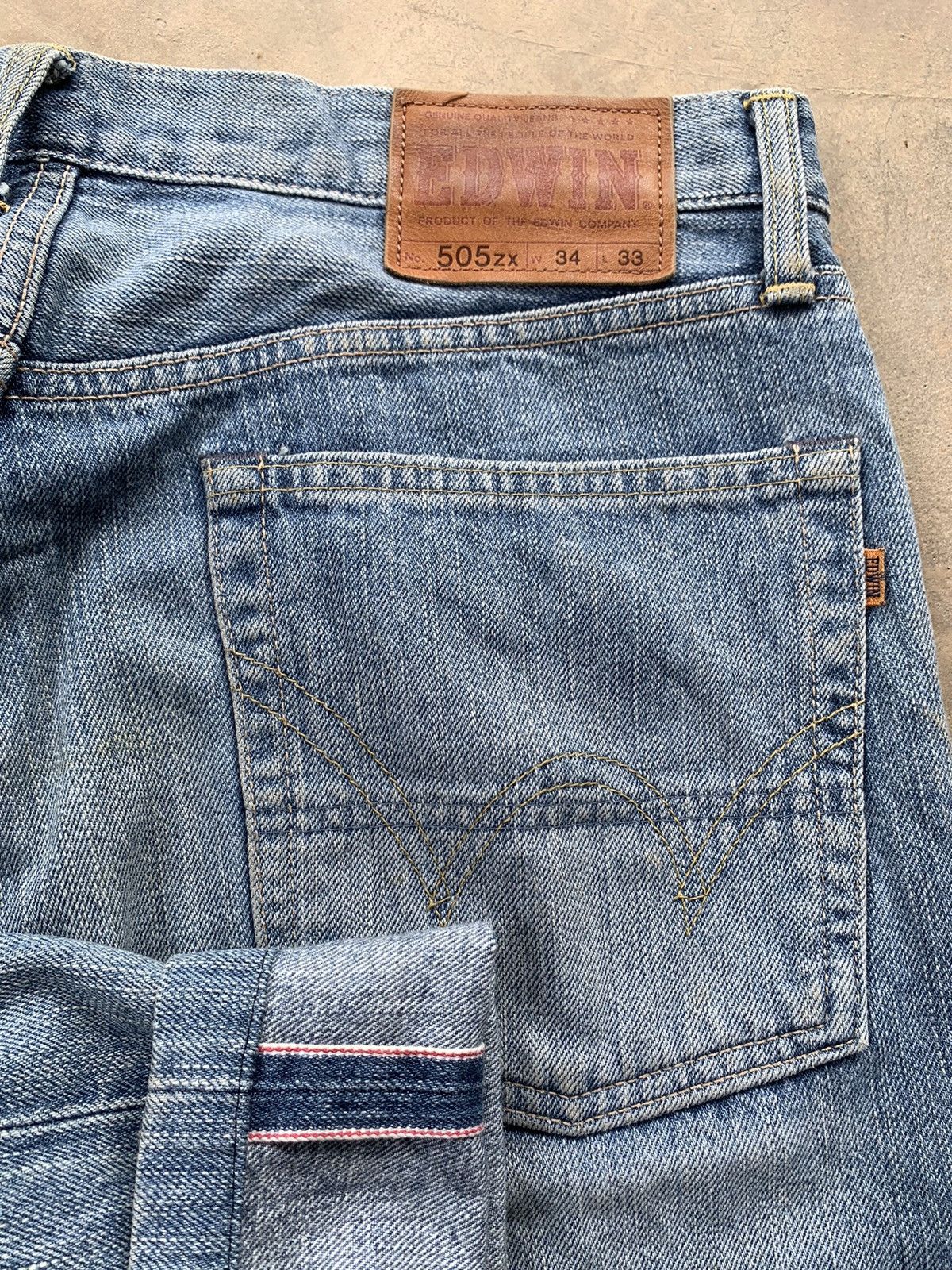 Edwin × Vintage Vintage Edwin 505 Redline Selvedge Distressed Denim Size US 34 / EU 50 - 3 Thumbnail