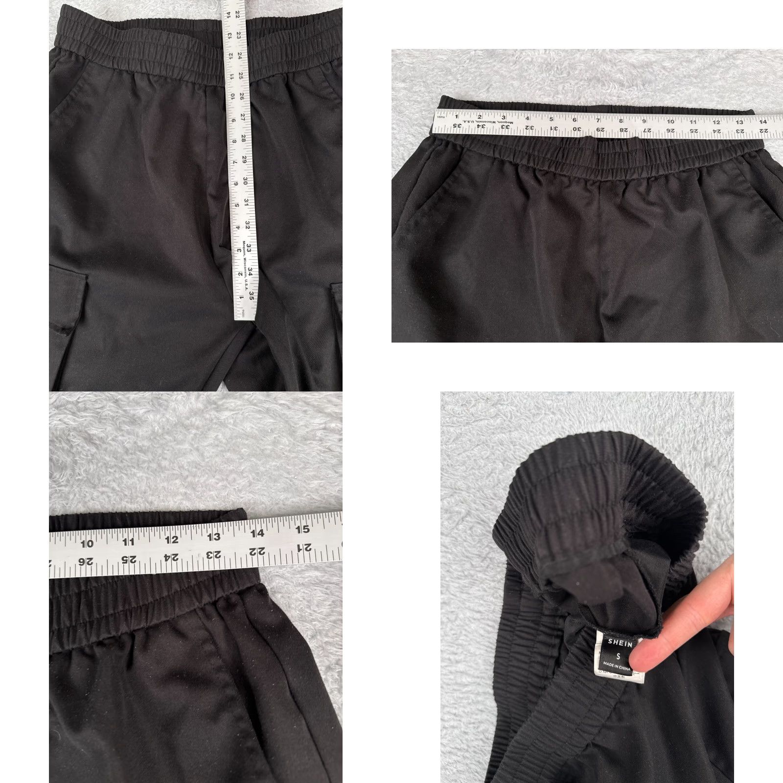 Shein Shein Pants Women Small Black Cargo Jogger Tapered High Rise Polyester 32x27 Womens Size 28" / US 6 / IT 42 - 8 Thumbnail