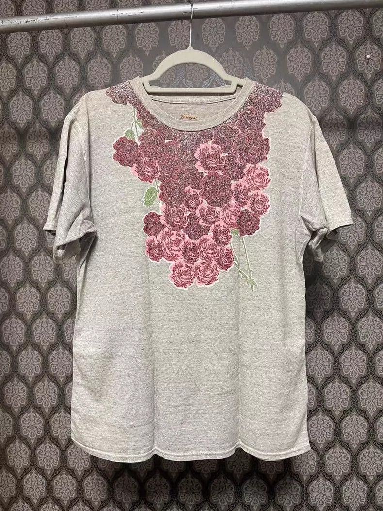 Kapital Gray Cotton Short Sleeve with Rose Print Size US M / EU 48-50 / 2 - 1 Thumbnail