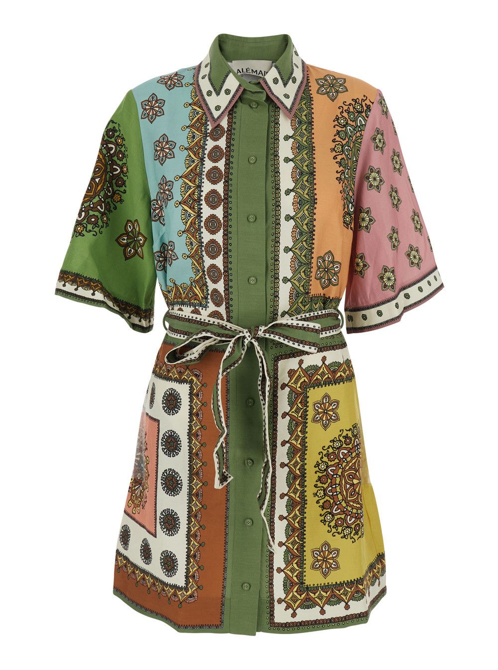 ALEMAIS 'Contina' Multicolor Mini Dress with Front Belt and All-Over Print in Viscose Blend for Women Size M / US 6-8 / IT 42-44 - 1 Thumbnail