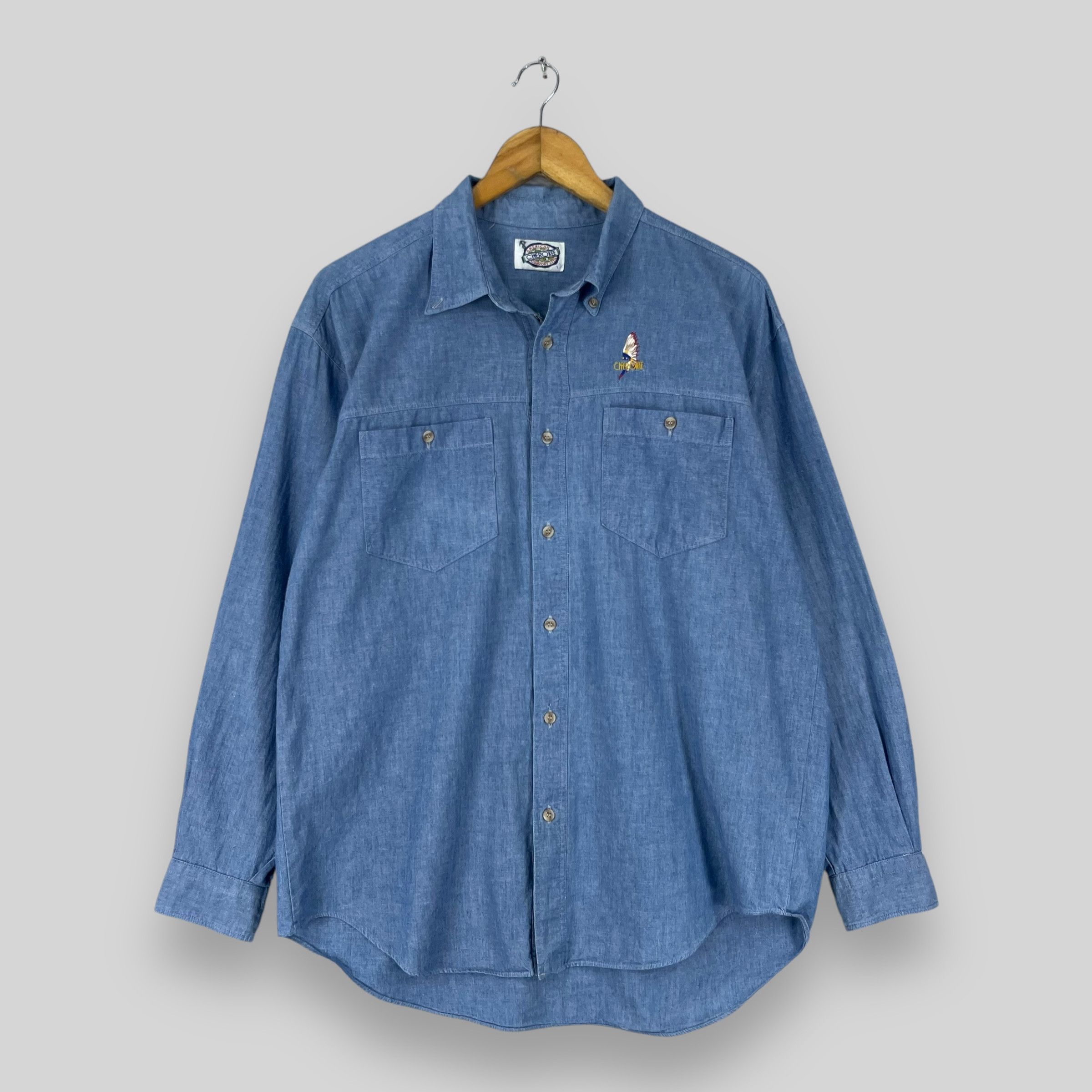 Native Vintage CHEROKEE American Native Embroidery Denim Shirt Size US L / EU 52-54 / 3 - 1 Thumbnail
